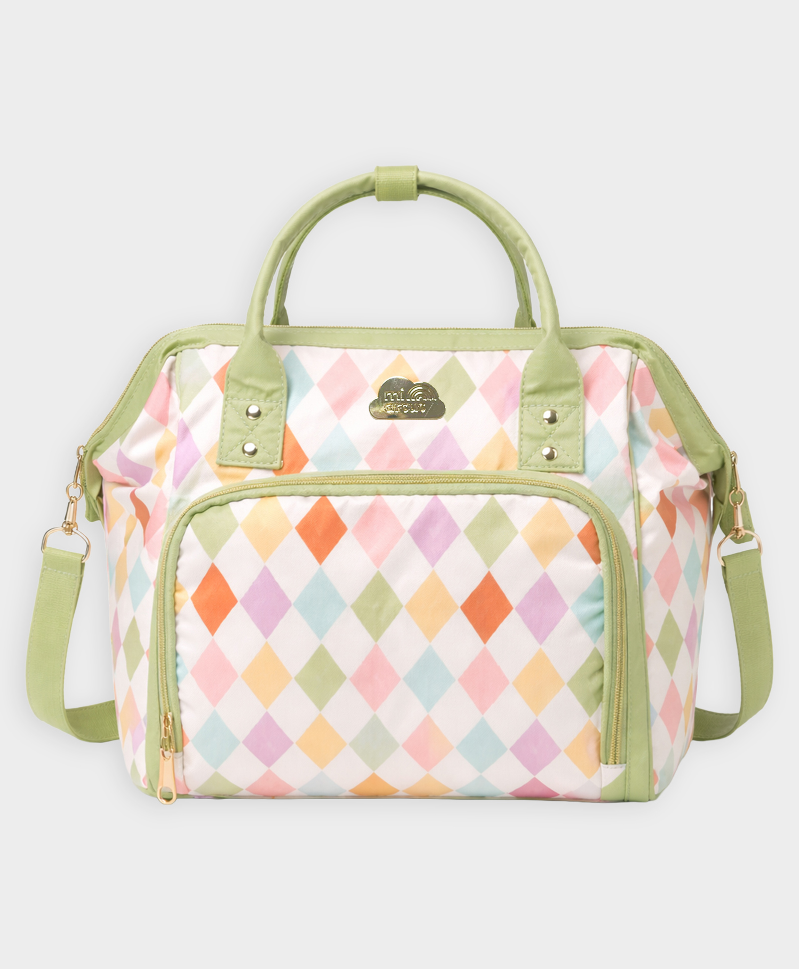 Mi Arcus Check Design 2 in- 1 Maternity Diaper Bag Convertible Handbag - Multicolor-image-9