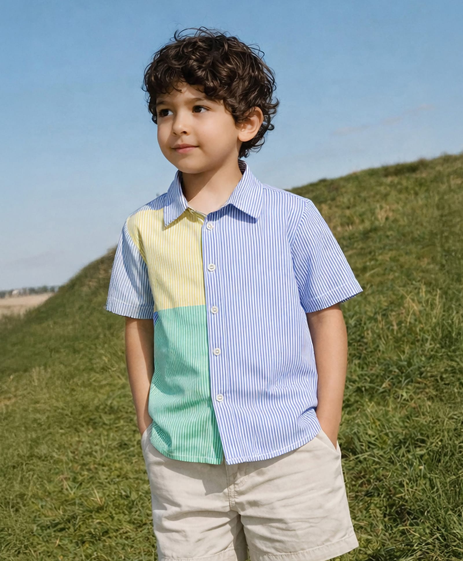 Somersault Cotton Woven Half Sleeves Colour Blocked & Striped Shirt - Multi Colour-picture-23