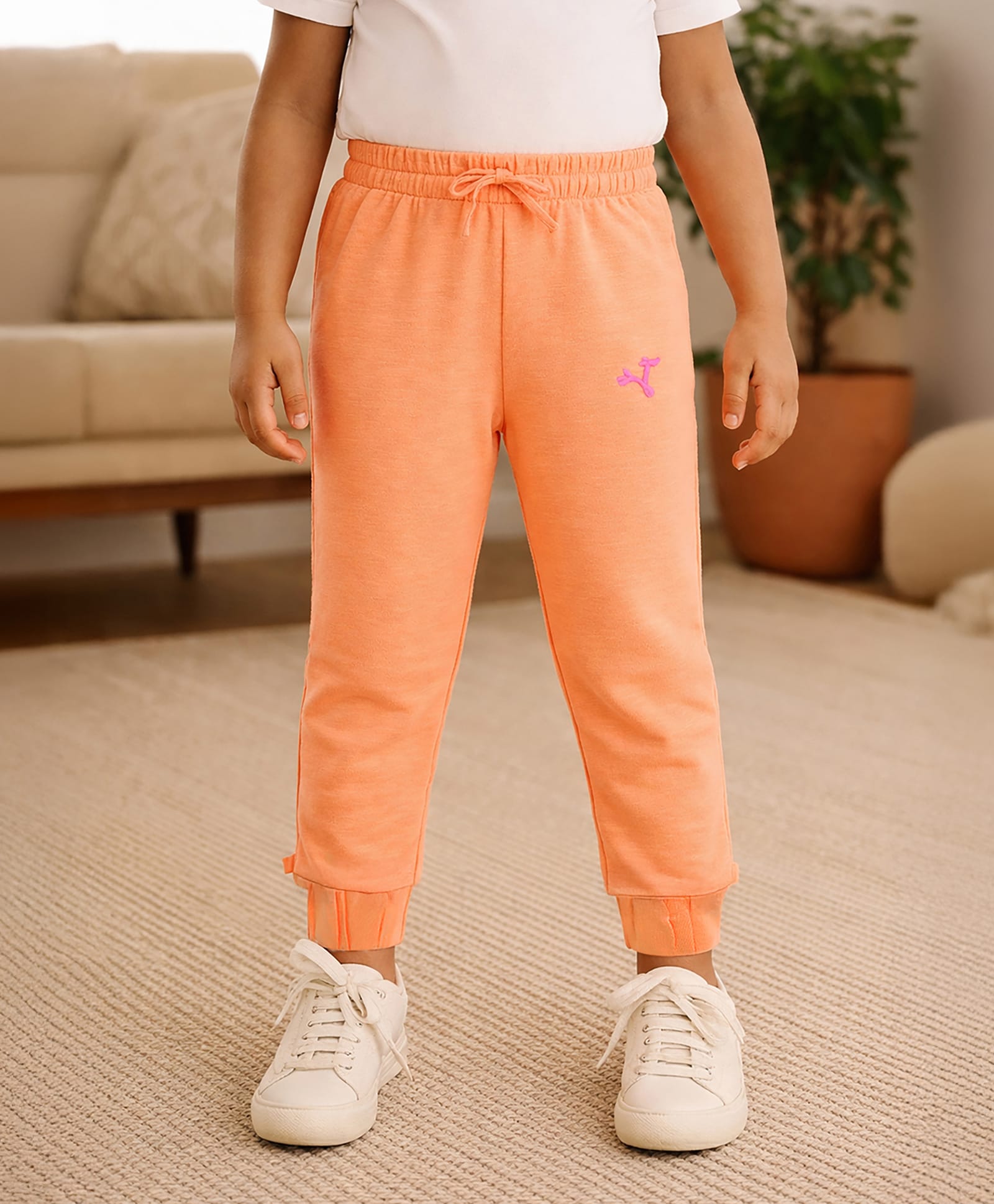 Somersault Cotton Knit Brand Logo Embroidered Joggers - Orange-picture-35