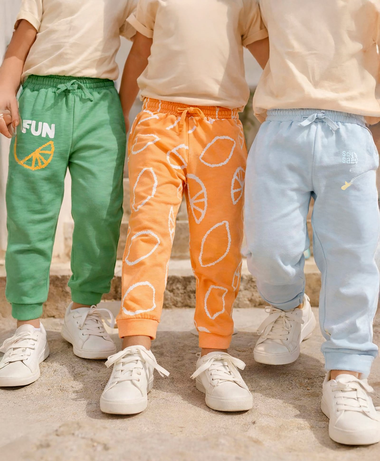 Somersault Cotton Knit Pack Of 3 Lemons & Typography Printed Joggers - Orange & Multi Colour-picture-39