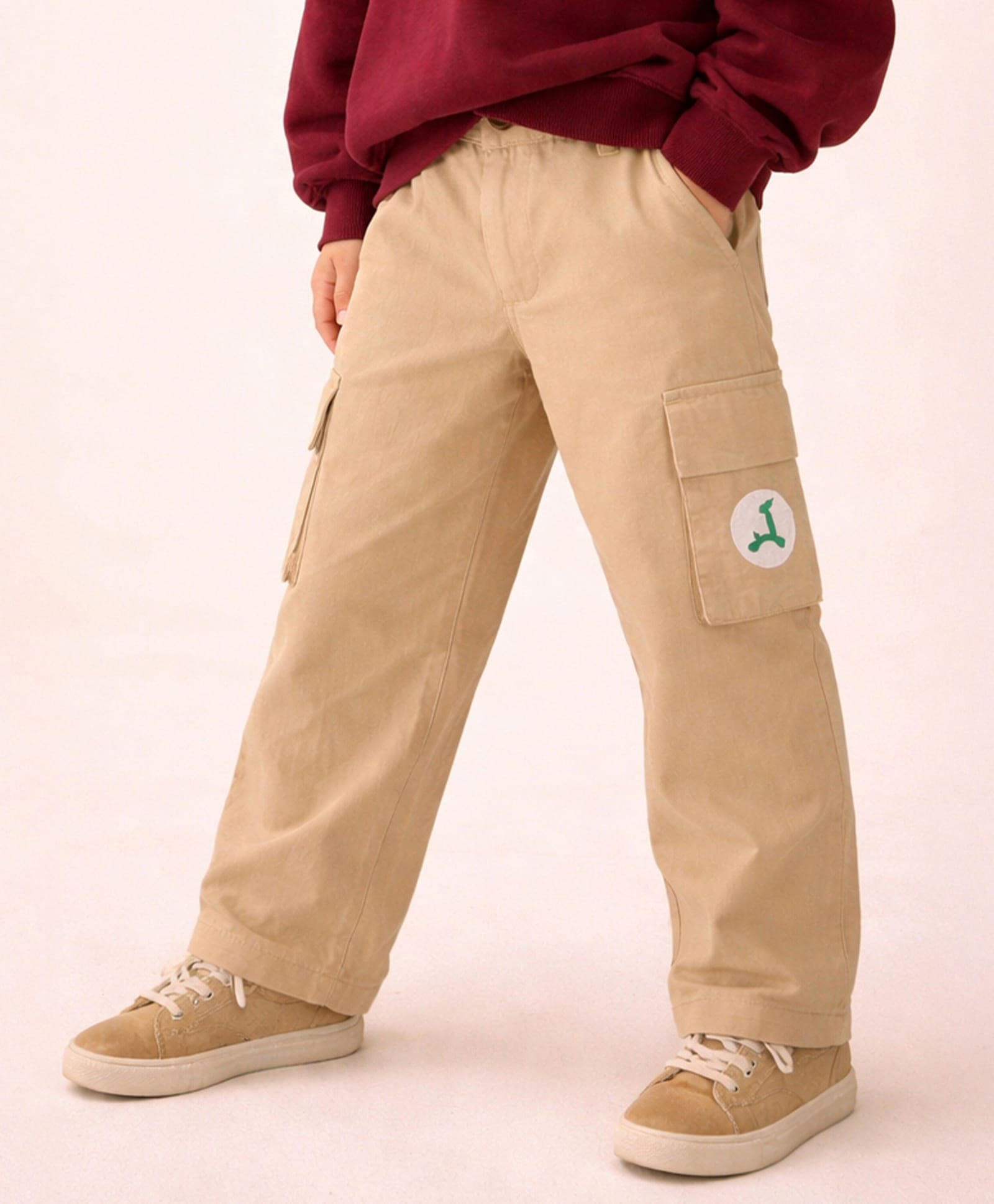 Somersault Cotton Woven Brand Logo Printed Cargo Pants - Beige-picture-40