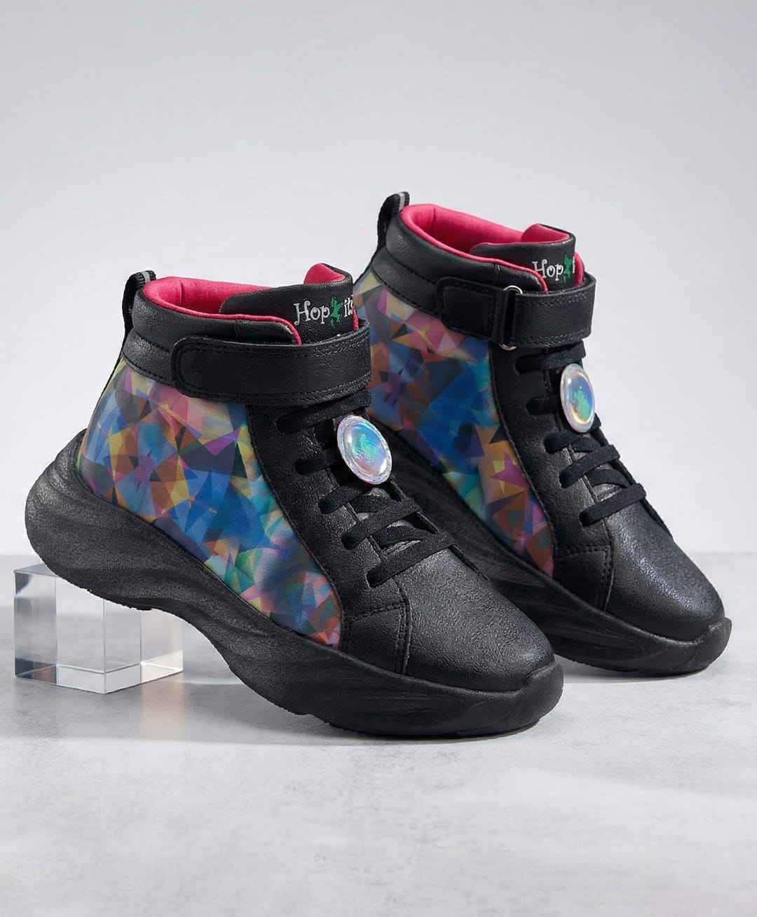 Hopits Rise Prism Designed Velcro Closure Shoes With Removable Charms - Multi Colour-image-43