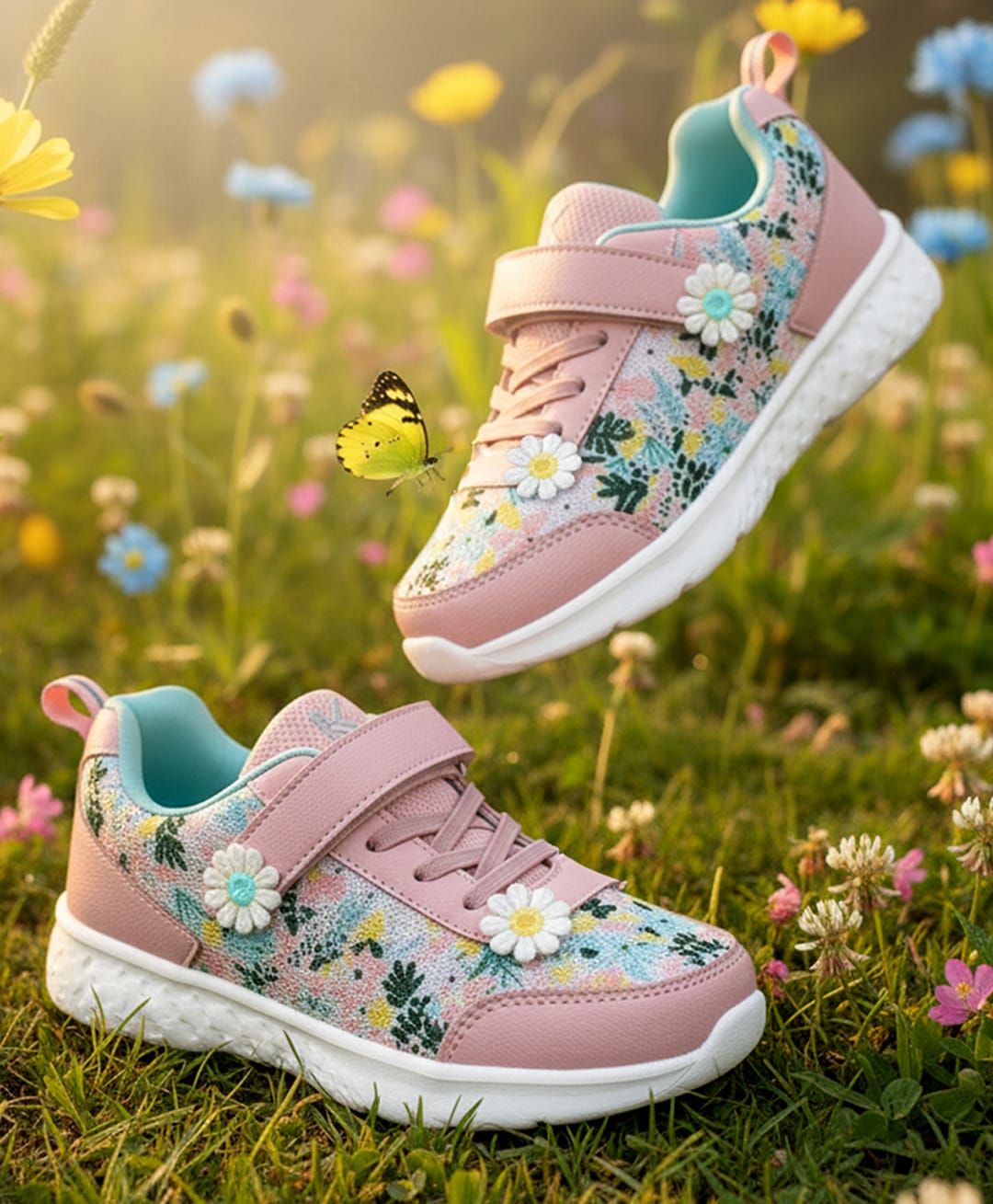KazarMax Floral Designed Velcro Closure Shoes - Peach-image-36