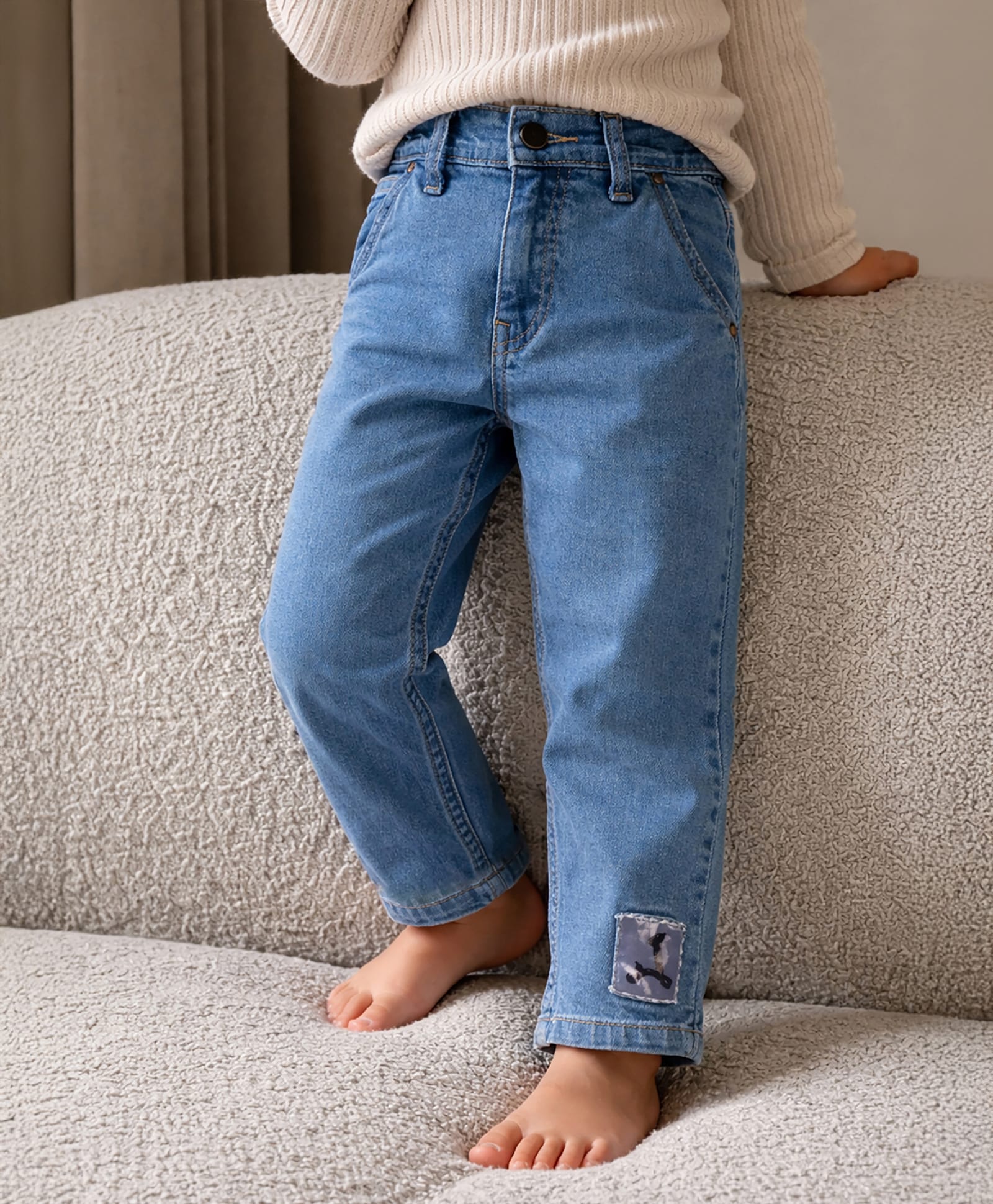 Somersault Cotton Denim Patch Detailed Jeans - Blue-picture-19