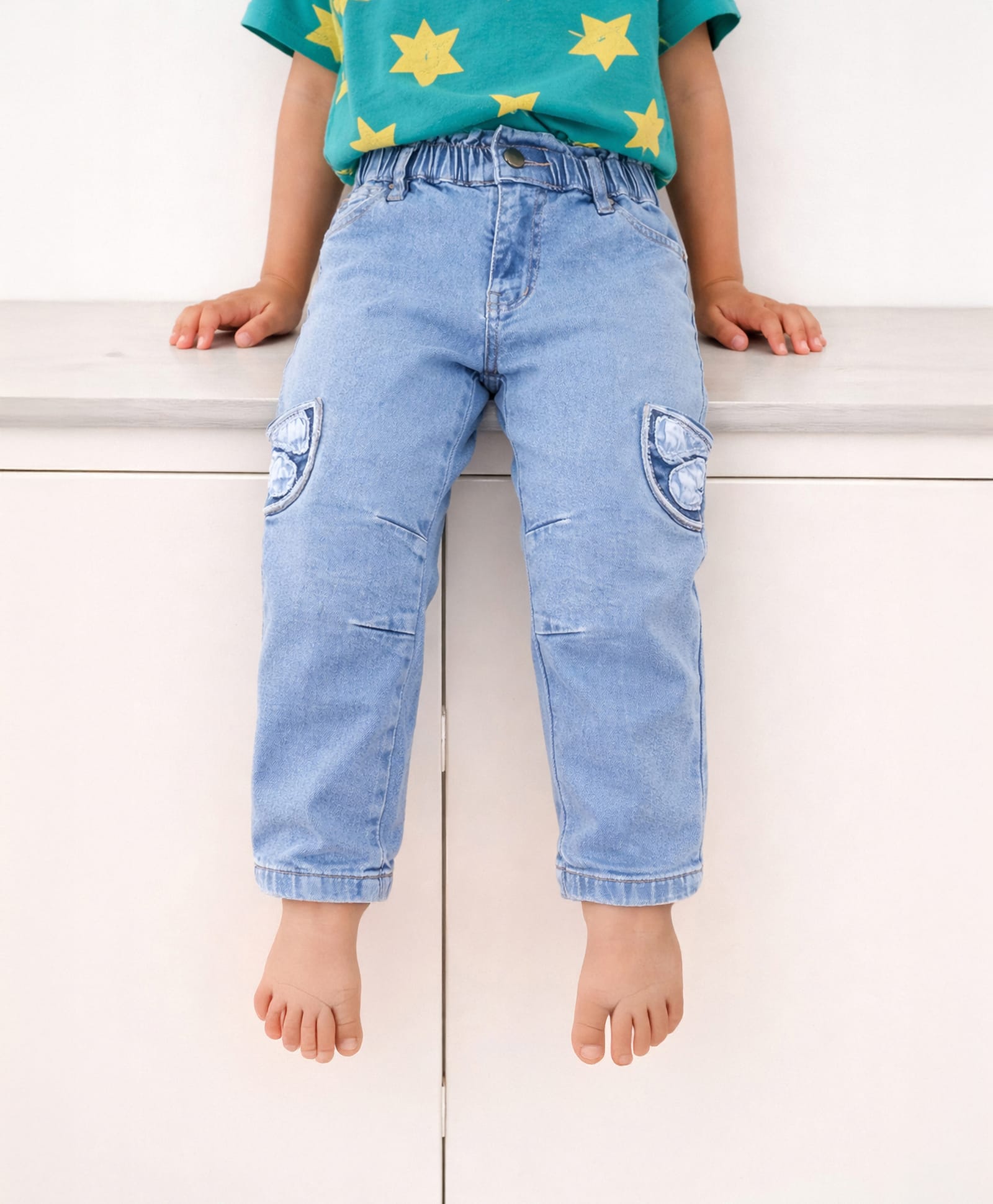 Somersault Cotton Denim Patch Detailed Jeans - Blue-picture-14