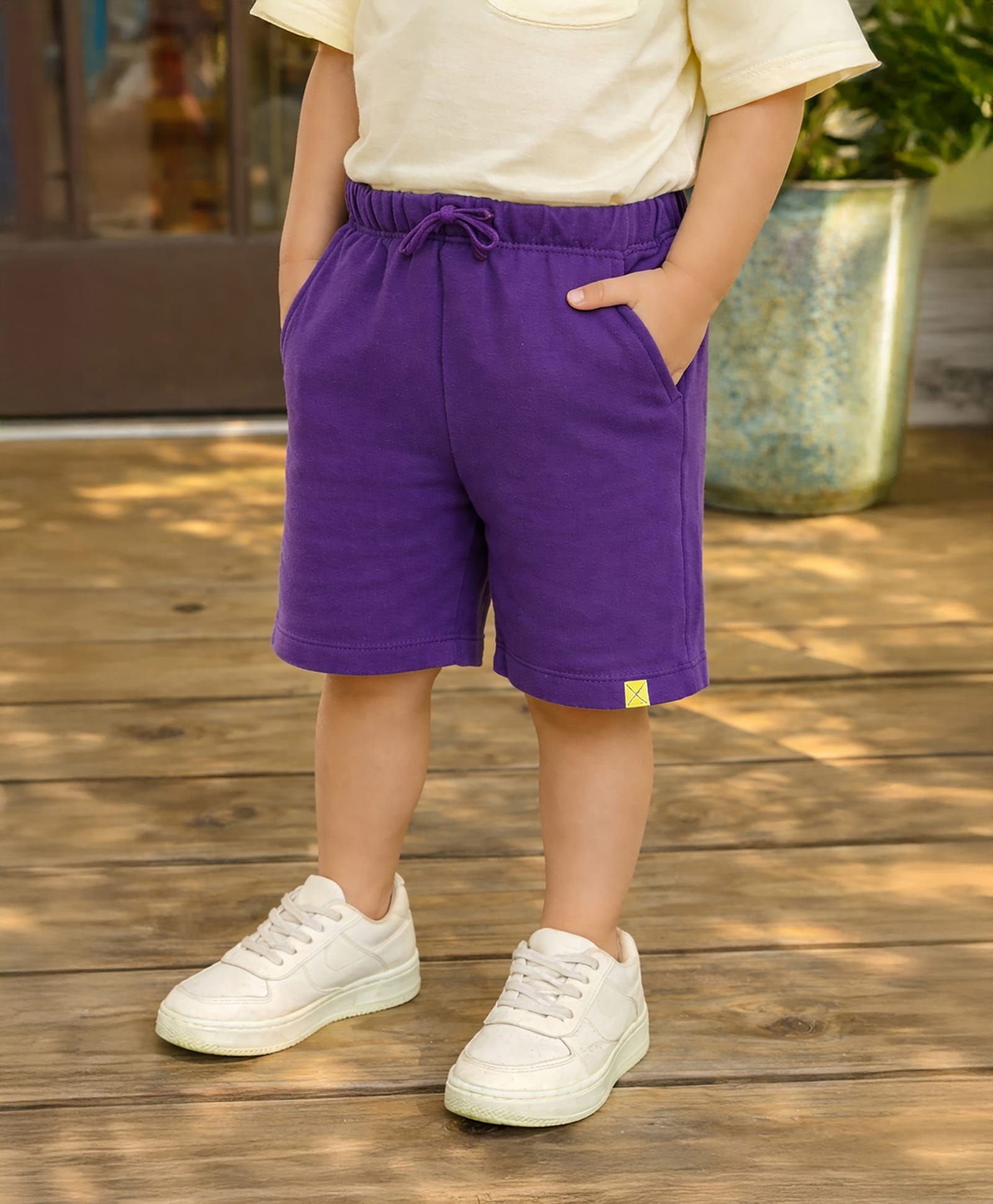 Somersault Cotton Knit Solid Shorts - Purple-picture-27