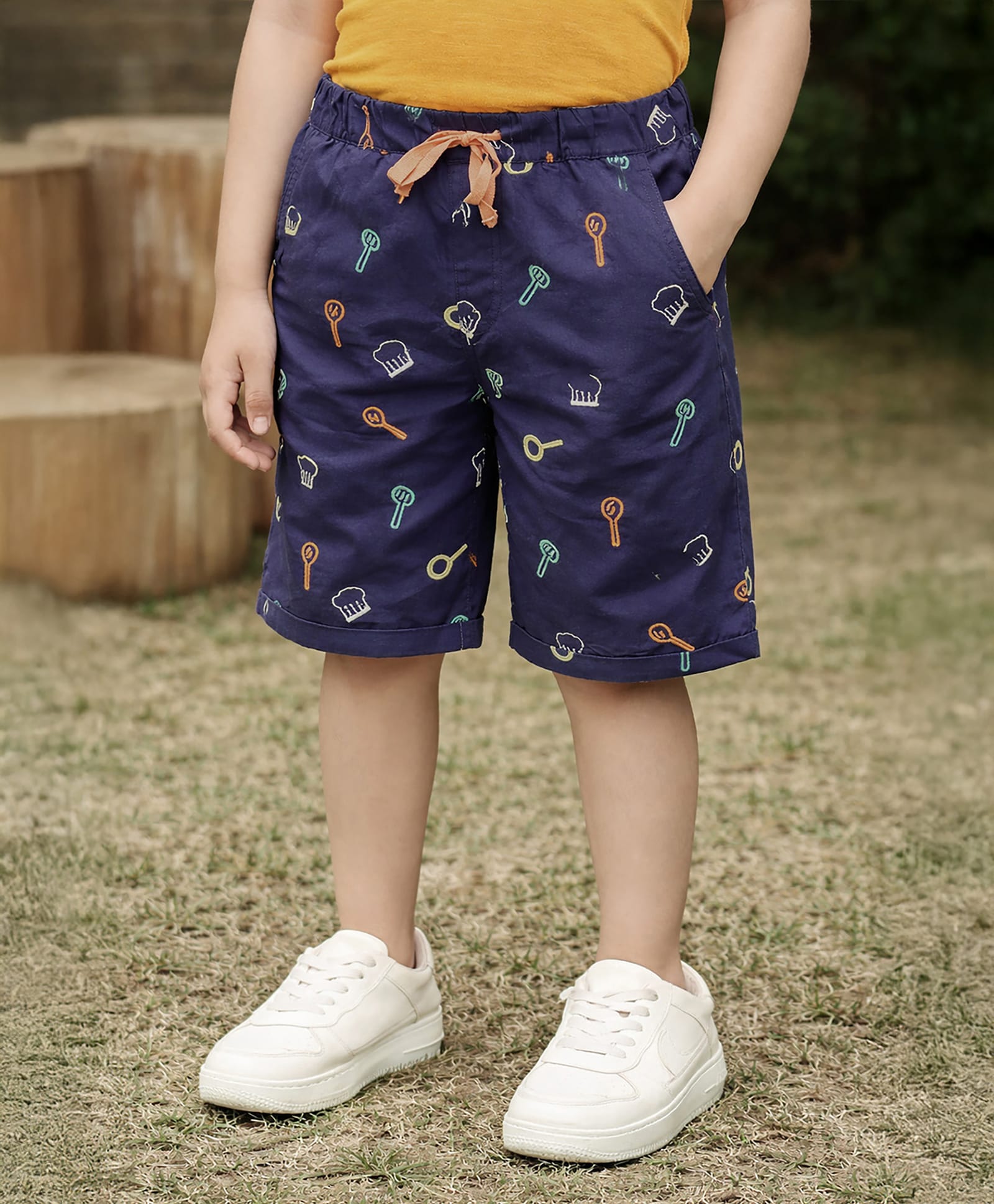 Somersault Cotton Woven Chef Theme Printed Shorts - Blue-picture-27