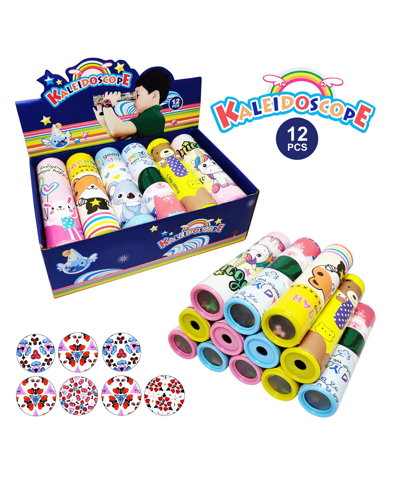 Parteet 12PCS Fun Magical Kaleidoscopes, Birthday Party Return Gifts, Children Educational Science Toy, Goodie Bag Fillers for Classroom School Return Gifts Carnival Prizes for Kids-image-46