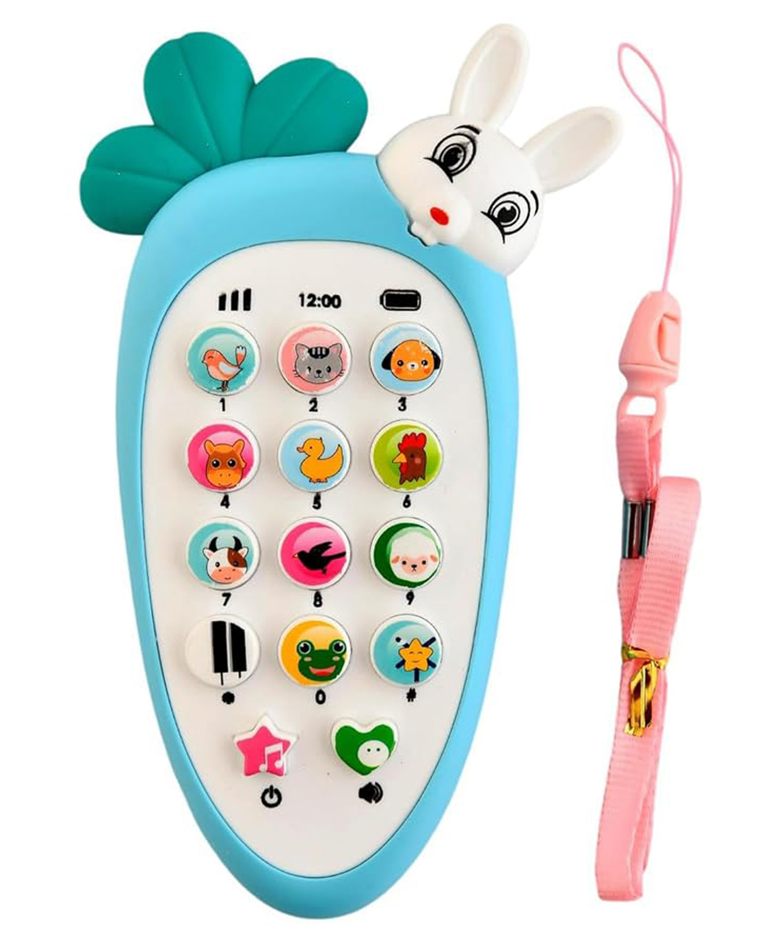 Parteet Cute Carrot Shaped Pretend Play Musical Cell Phone Toy for Kids Toddlers with Music, Ringtones, Lights - Birthday Party Favors and Gifts for Girls (Battery Not Included)-picture-22
