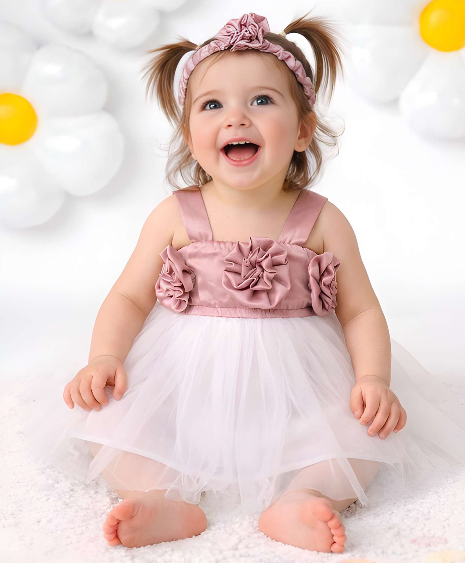 Foreverkidz Satin Woven Sleeveless Floral Applique Detailed Dress - Dusty Pink-image-18