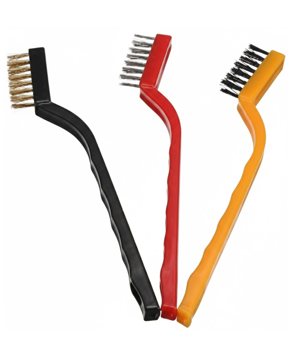 Paper Moon Mini Wire Brush Set for Cleaning and Rust Removing, 7 Inch Wire Brush for Home Office Kitchen (Set of 3) - Multicolor-image-3
