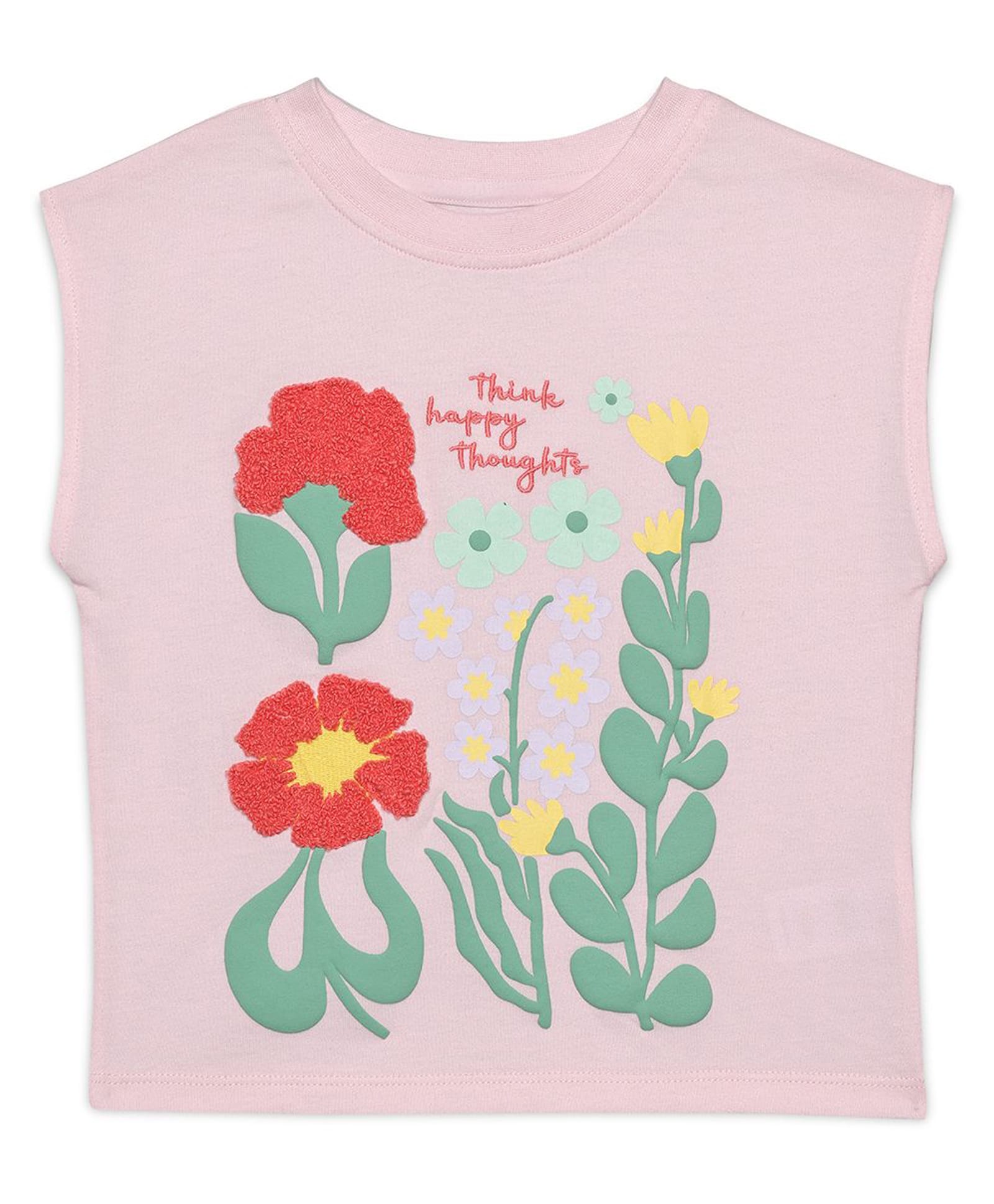 MINI KLUB Cotton Knit Sleeveless Floral Embroidered Top - Pink-image-14