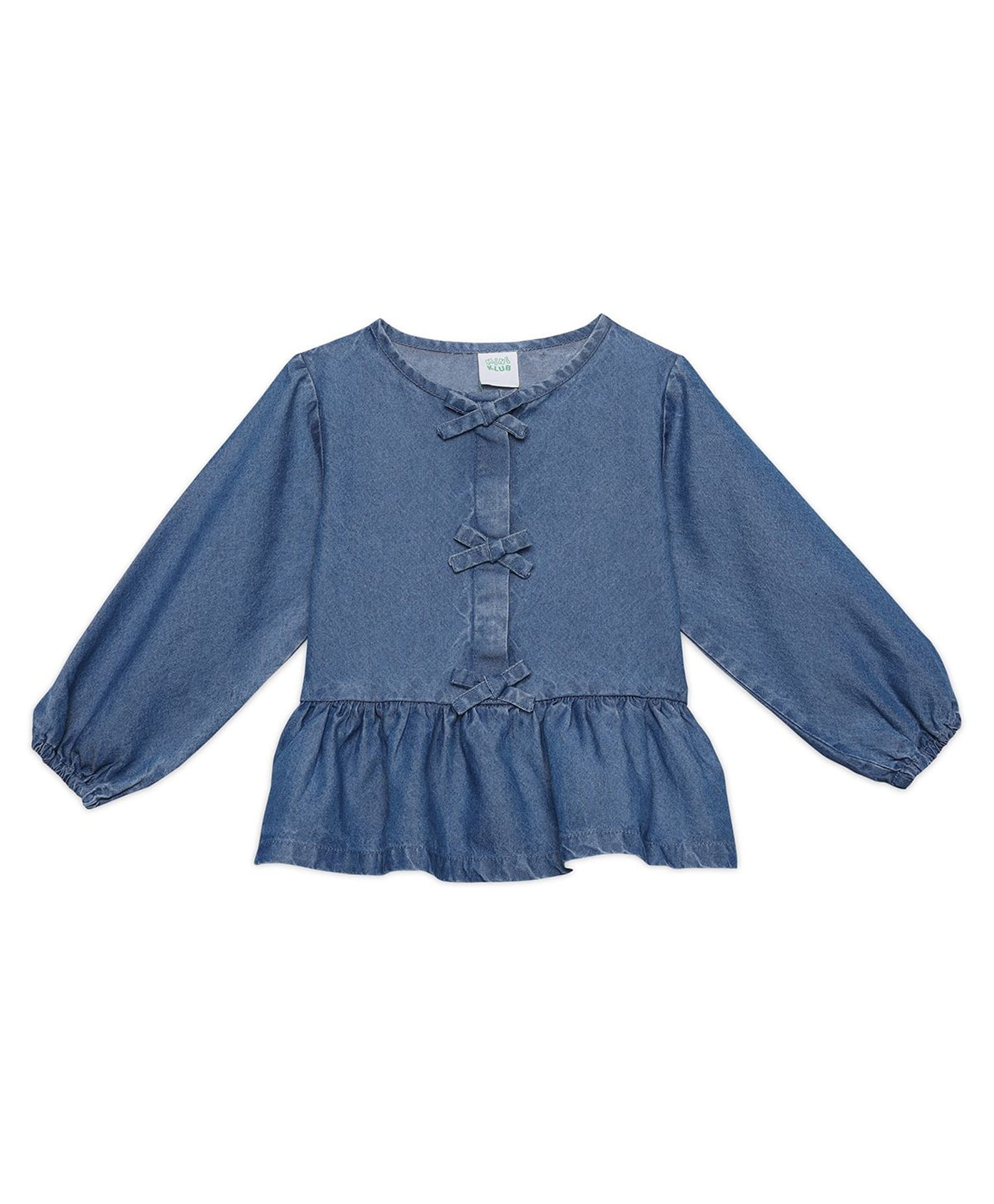 MINI KLUB 100% Lyocell Woven Full Sleeves Bow Applique Detailed Top - Blue-image-28