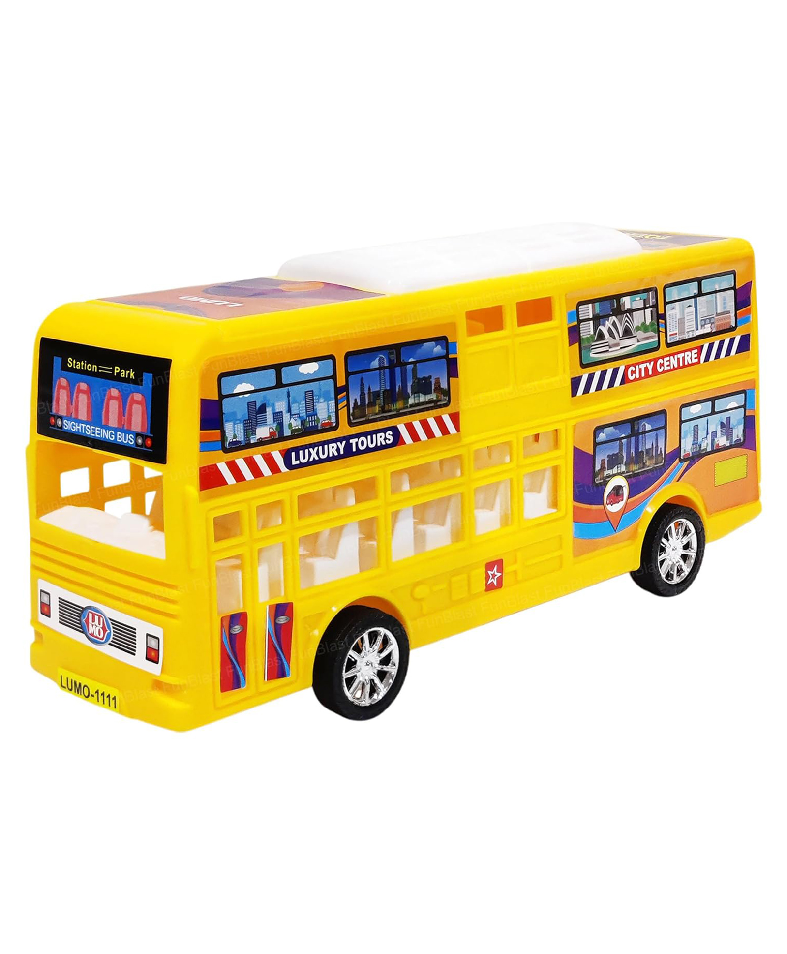 FunBlast Push and Go Double Decker Bus for Kids Pack of 1 Bus (Yellow)-picture-15