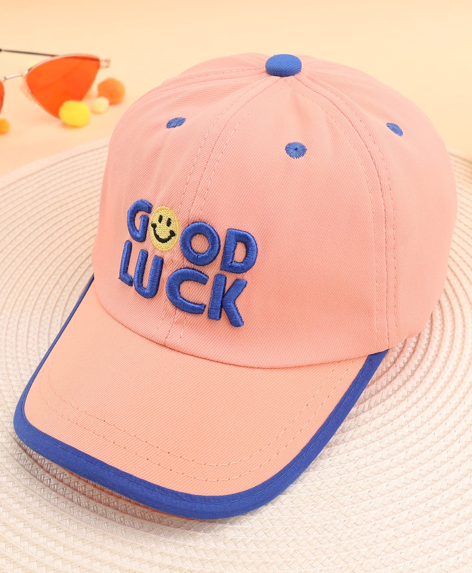 KIDLINGSS Cotton Good Luck Text Embroidered Baseball Cap - Maroon - Circumference 52 - 54 Cm-picture-20