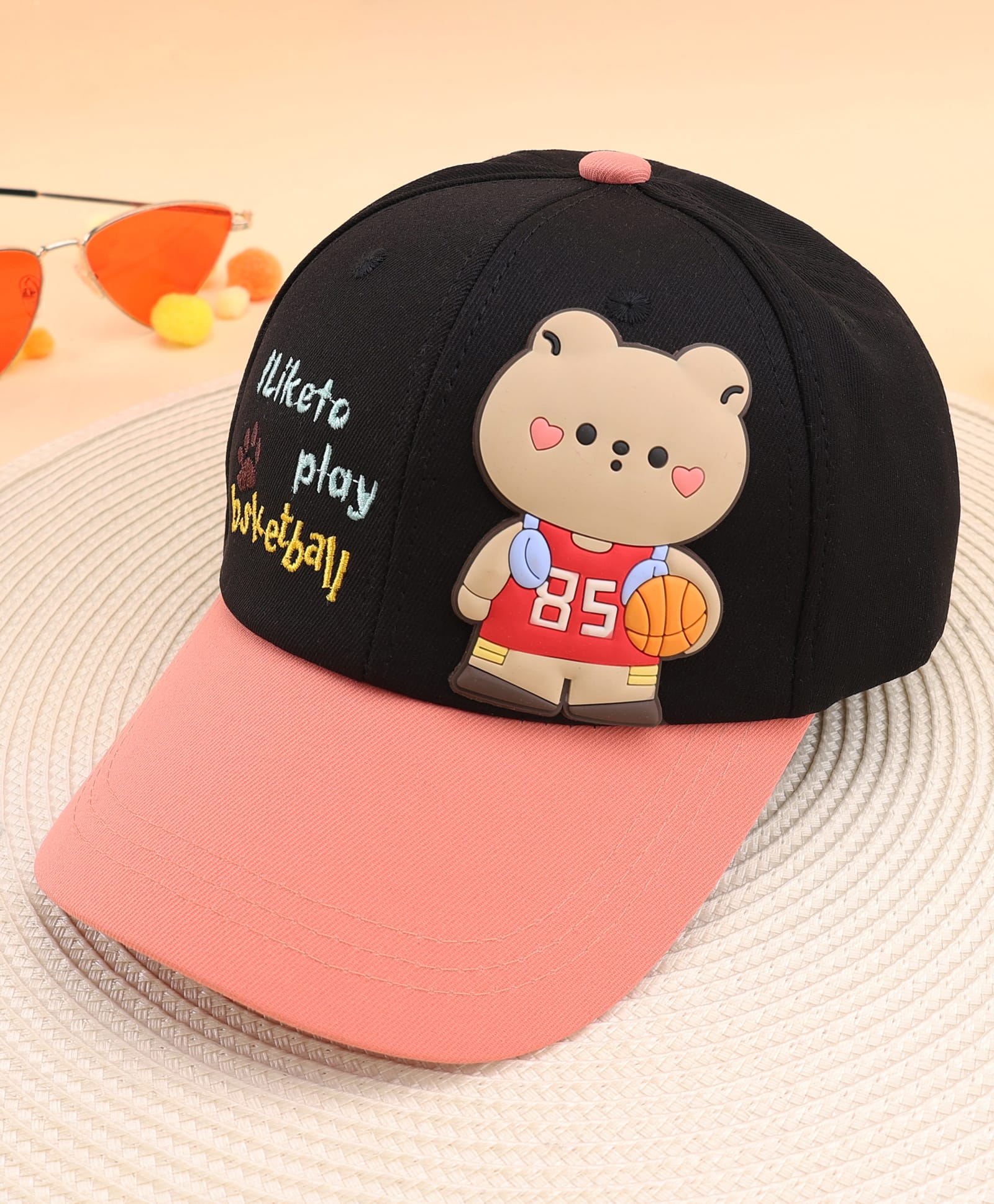 KIDLINGSS Cotton Teddy Bear Applique Detailed Baseball Cap - Black - Circumference 51 - 53 Cm-picture-23