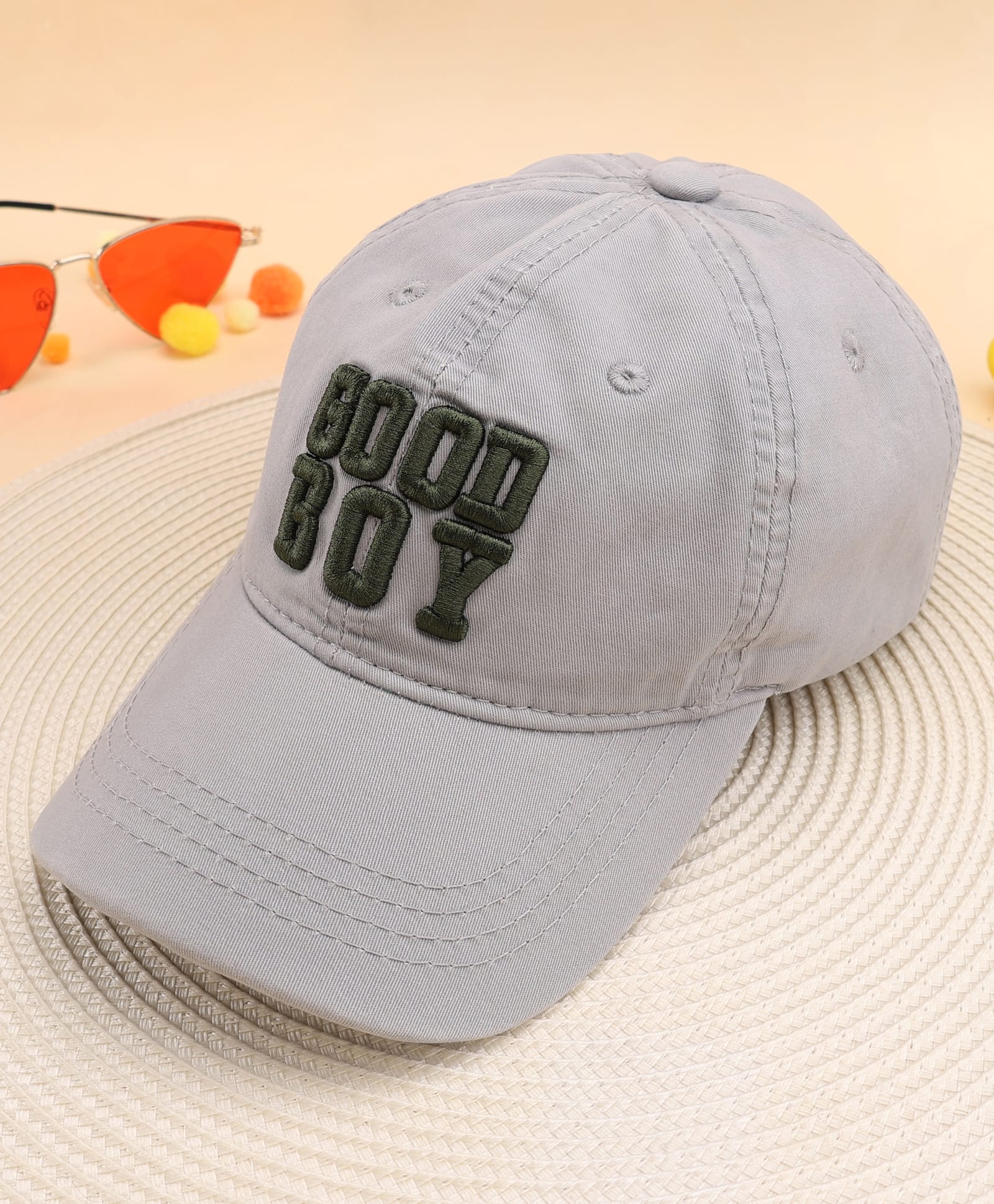 KIDLINGSS Good Boy Text Embroidered Cap - Grey - Circumference 52-55 Cms-picture-11