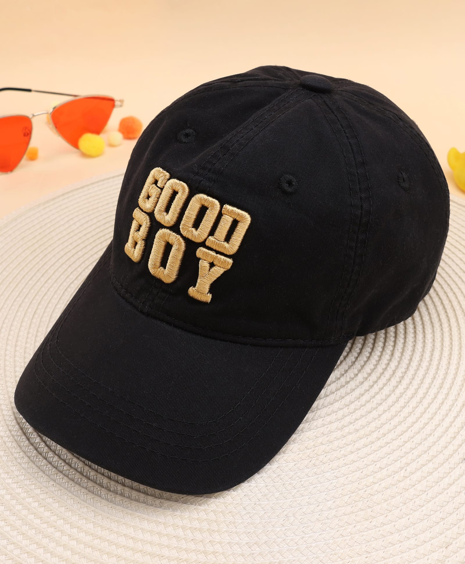 KIDLINGSS Good Boy Text Embroidered Cap - Black - Circumference 52-55 Cms-picture-11