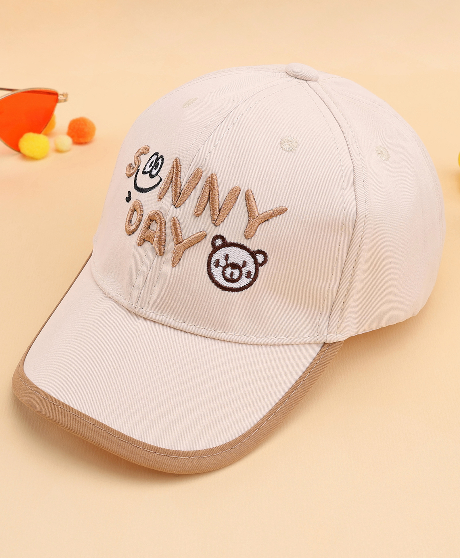 KIDLINGSS Cotton Sunny Day Text Embroidered Cap - White - Circumference - 49-52 Cms-picture-16