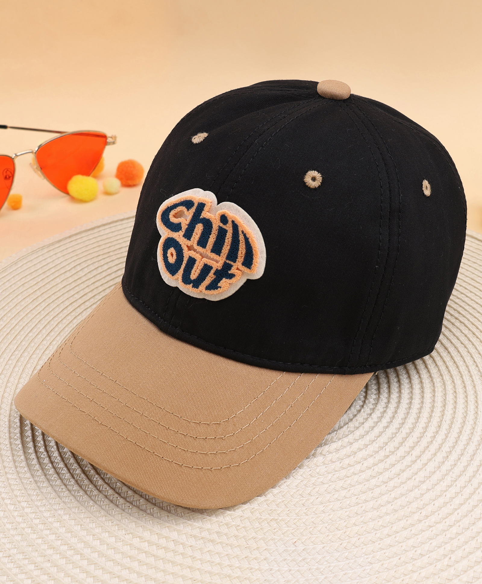 KIDLINGSS Cotton Chill Out Text Patch Detailed Baseball Cap - Beige - Circumference 53 - 55 Cm-image-37
