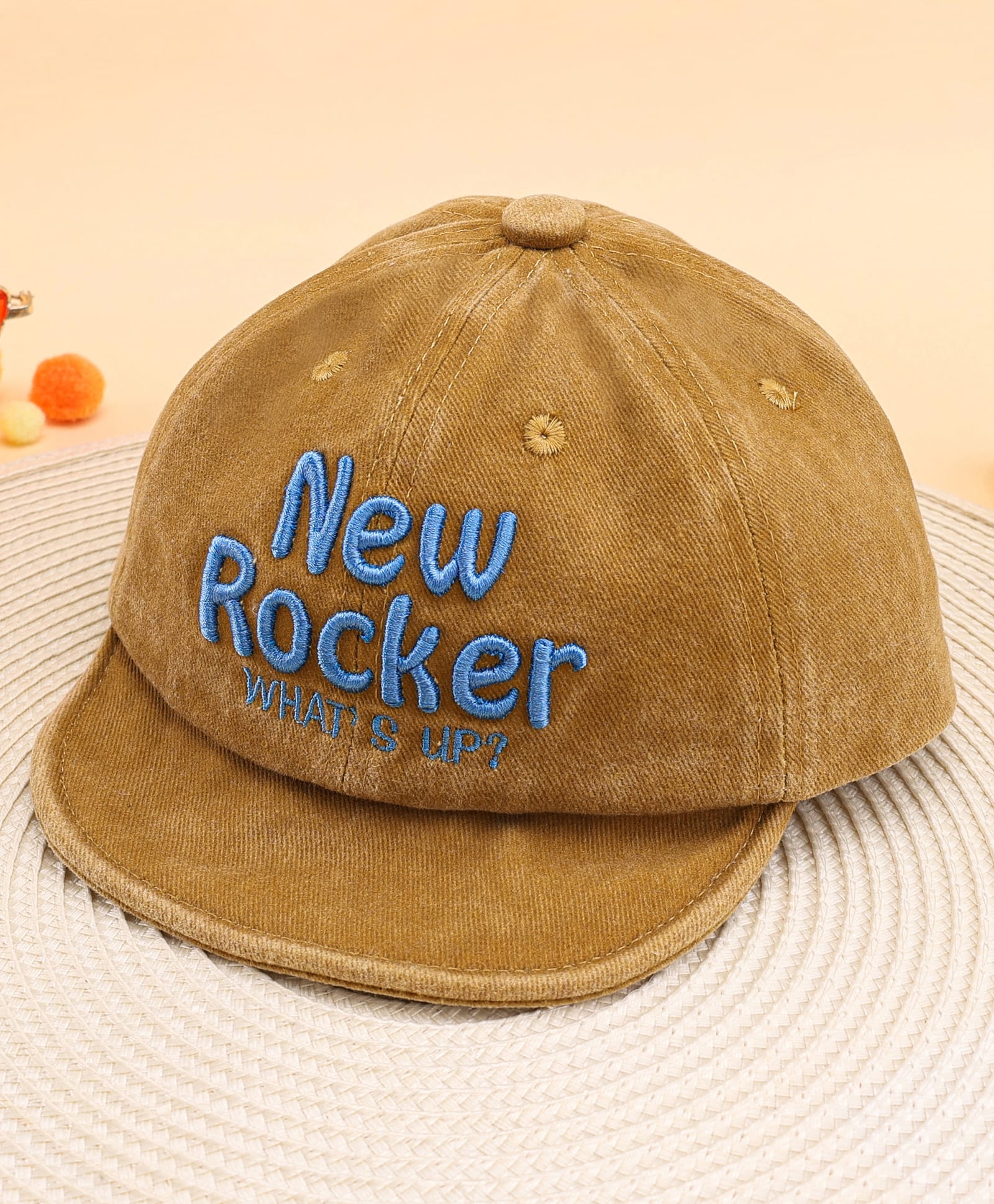 KIDLINGSS New Rocker Text Embroidered Denim Cap - Wine - Circumference 47-50 Cms-picture-18