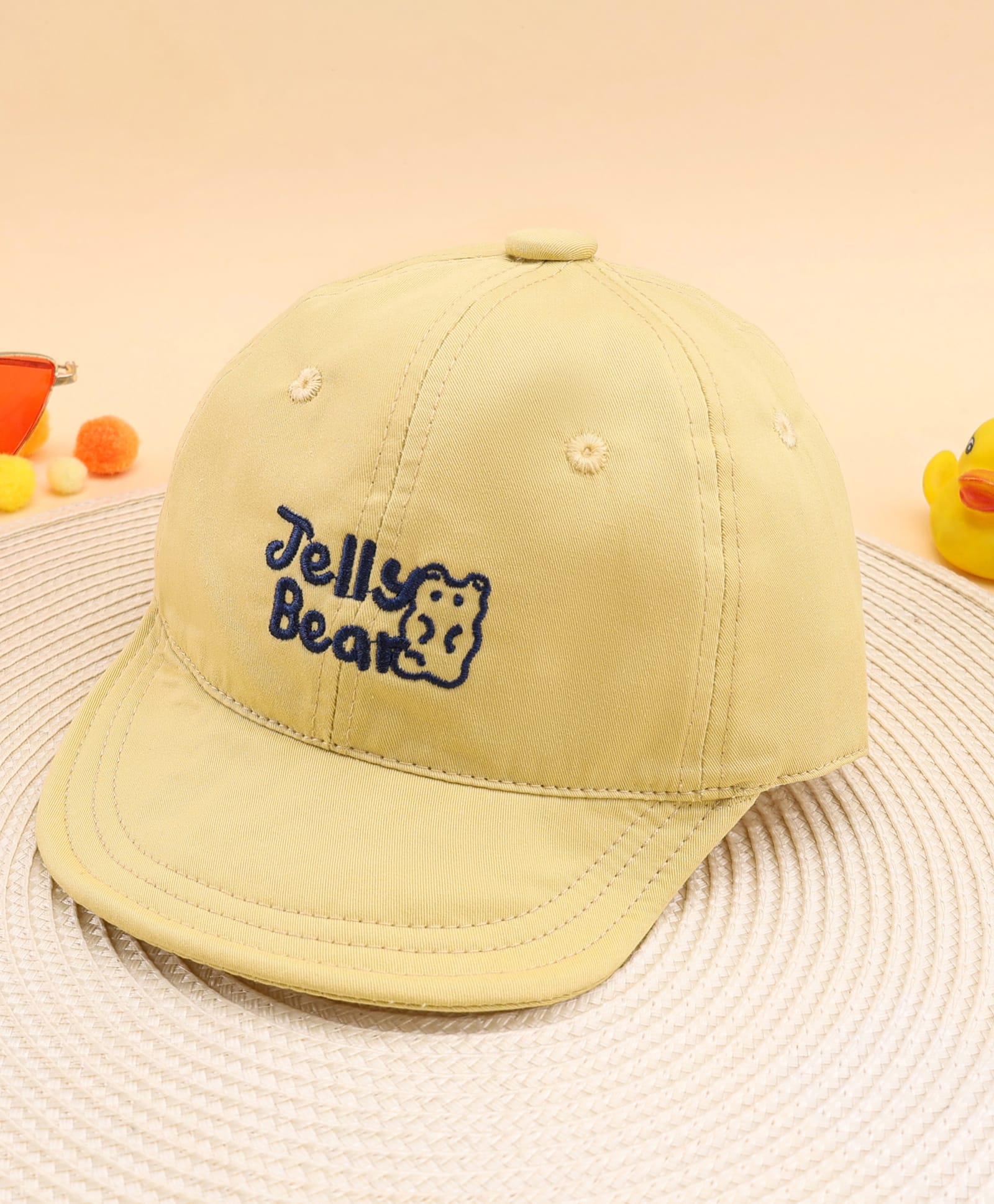 KIDLINGSS Jelly Bear Text Embroidered Cap - Yellow - Circumference 46-49 Cms-image-41