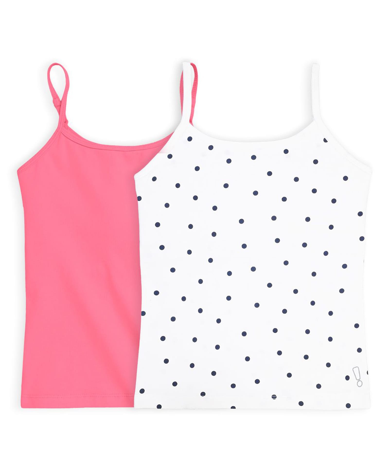 Plan B Cotton Knit Pack Of 2 Sleeveless Solid & Polka Dots Printed Padded Camisoles - White & Pink-picture-24