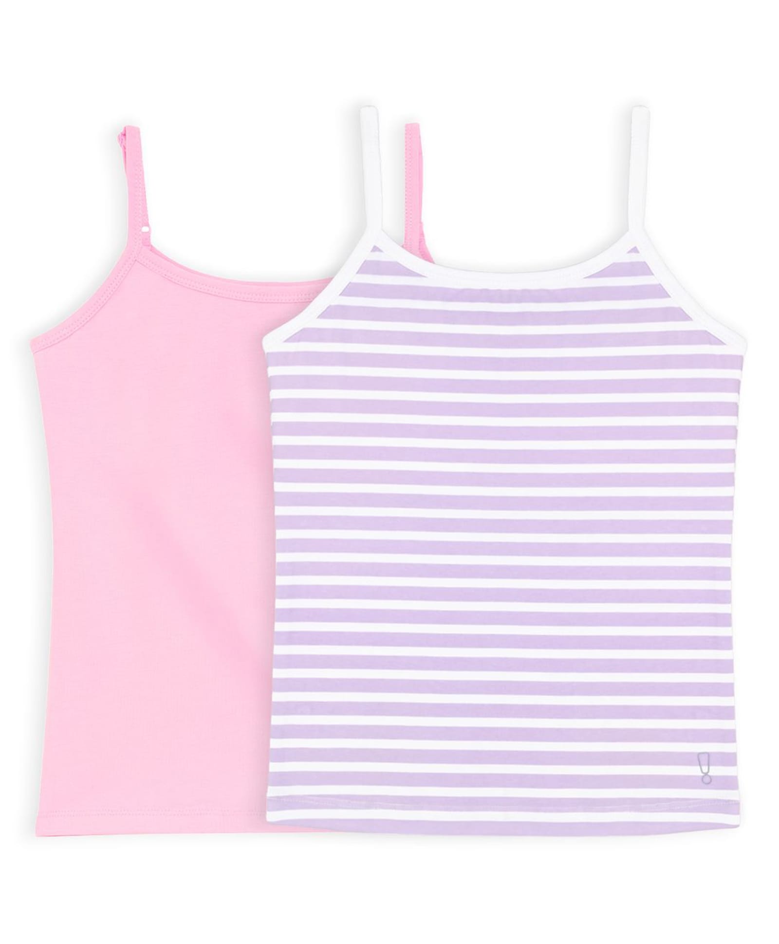 Plan B Cotton Knit Pack Of 2 Sleeveless Solid & Striped Padded Camisoles - Baby Pink & Lavender-picture-12