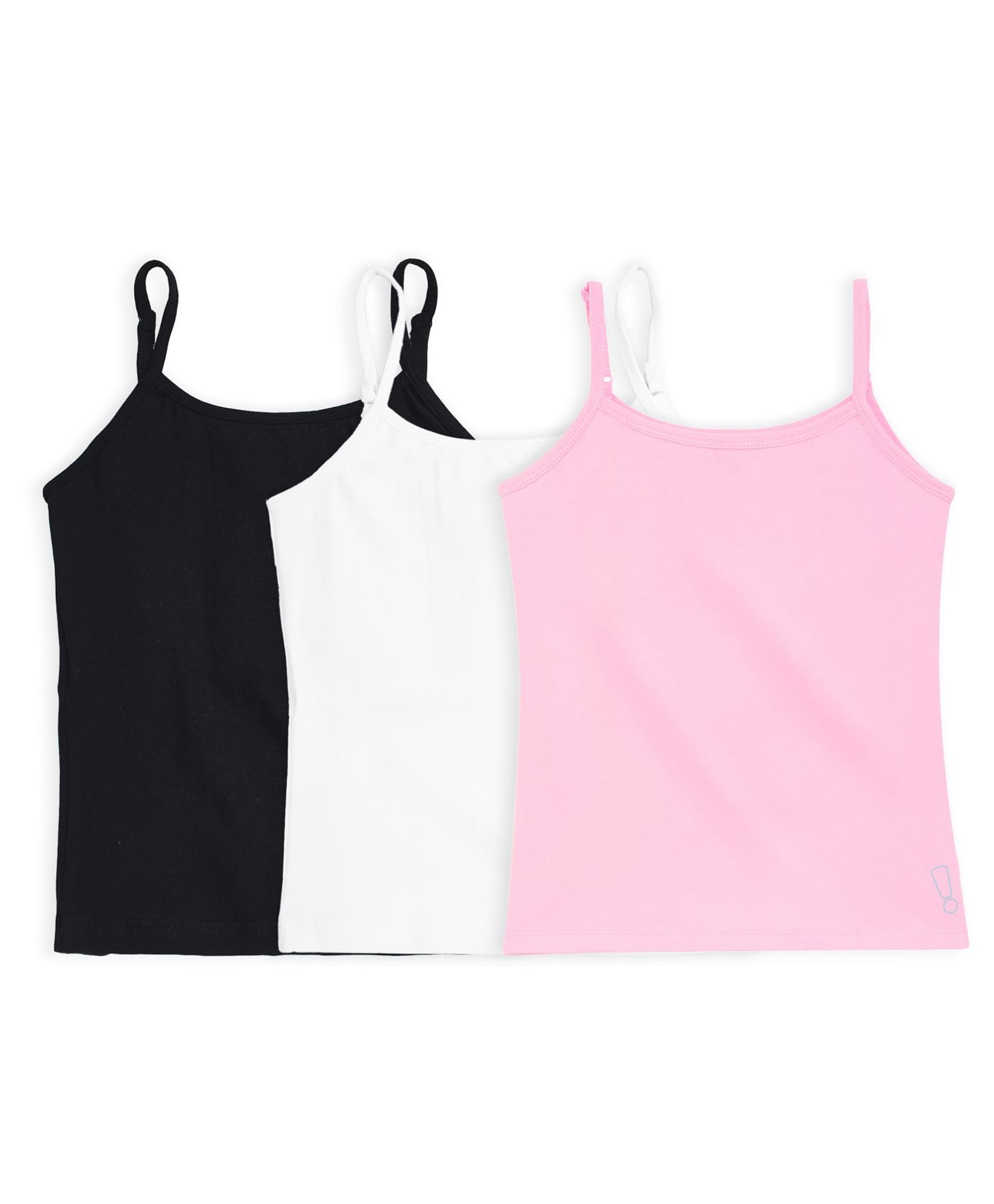 Plan B Cotton Knit Pack Of 3 Sleeveless Solid Padded Camisoles - Baby Pink White & Black-picture-19