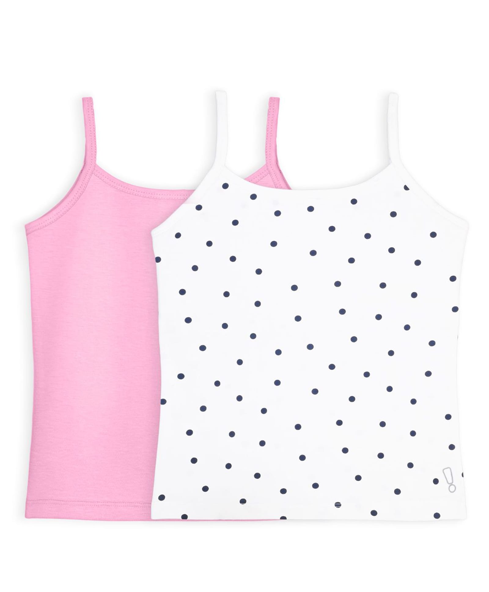 Plan B Cotton Knit Pack Of 2 Sleeveless Solid & Polka Dots Printed Camisoles - White & Baby Pink-picture-22
