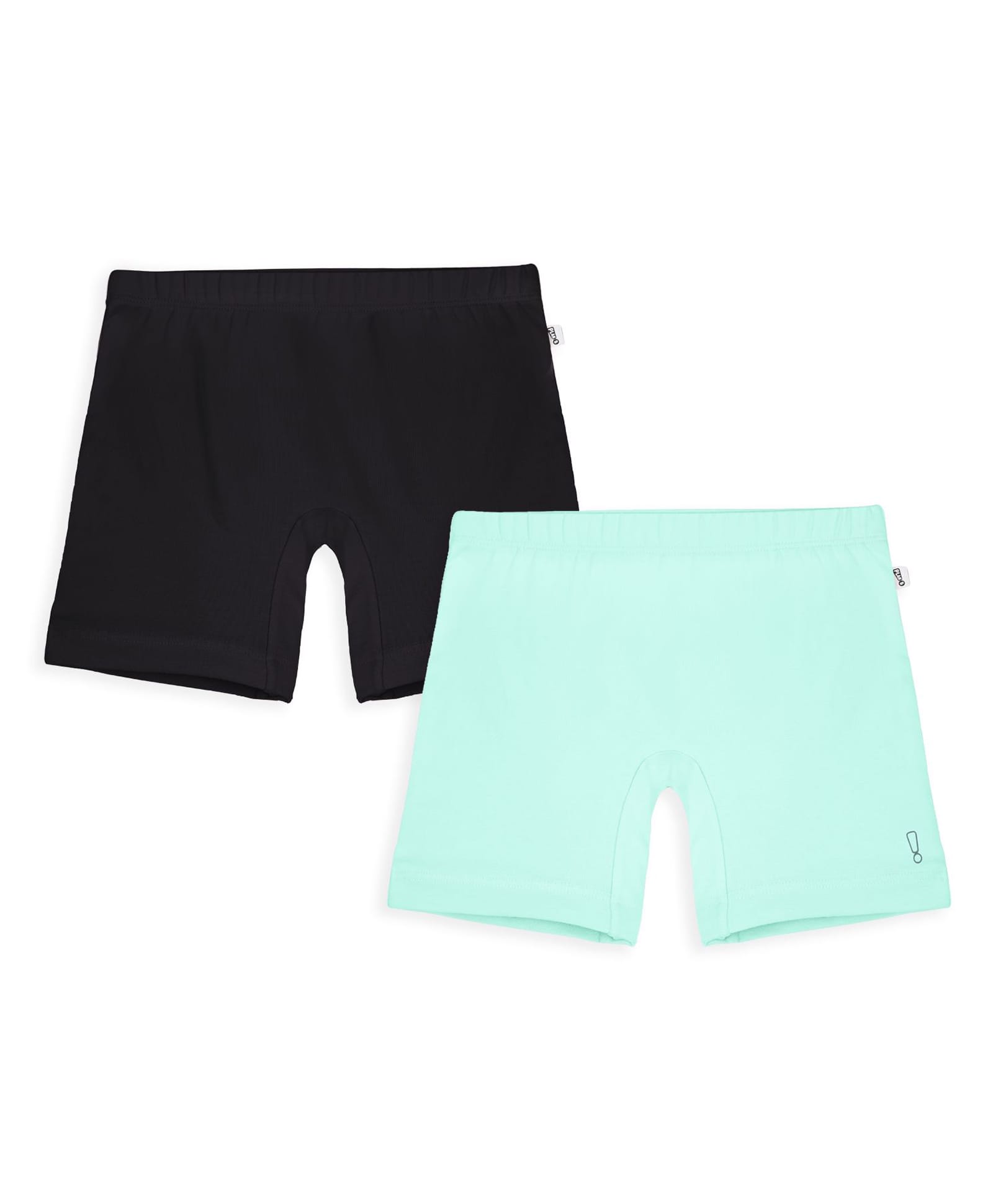 Plan B Cotton Knit Pack Of 2 Solid Boy Shorts - Black & Mint-picture-1
