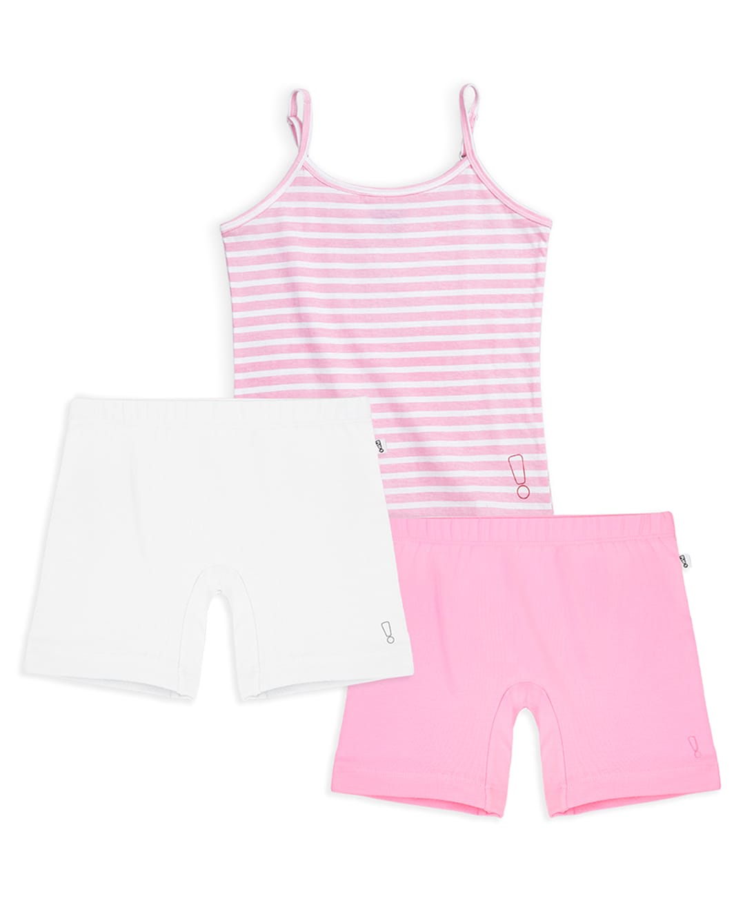Plan B Cotton Knit Pack Of 3 Sleeveless Striped Camisole & Shorts Set - Baby Pink-image-24
