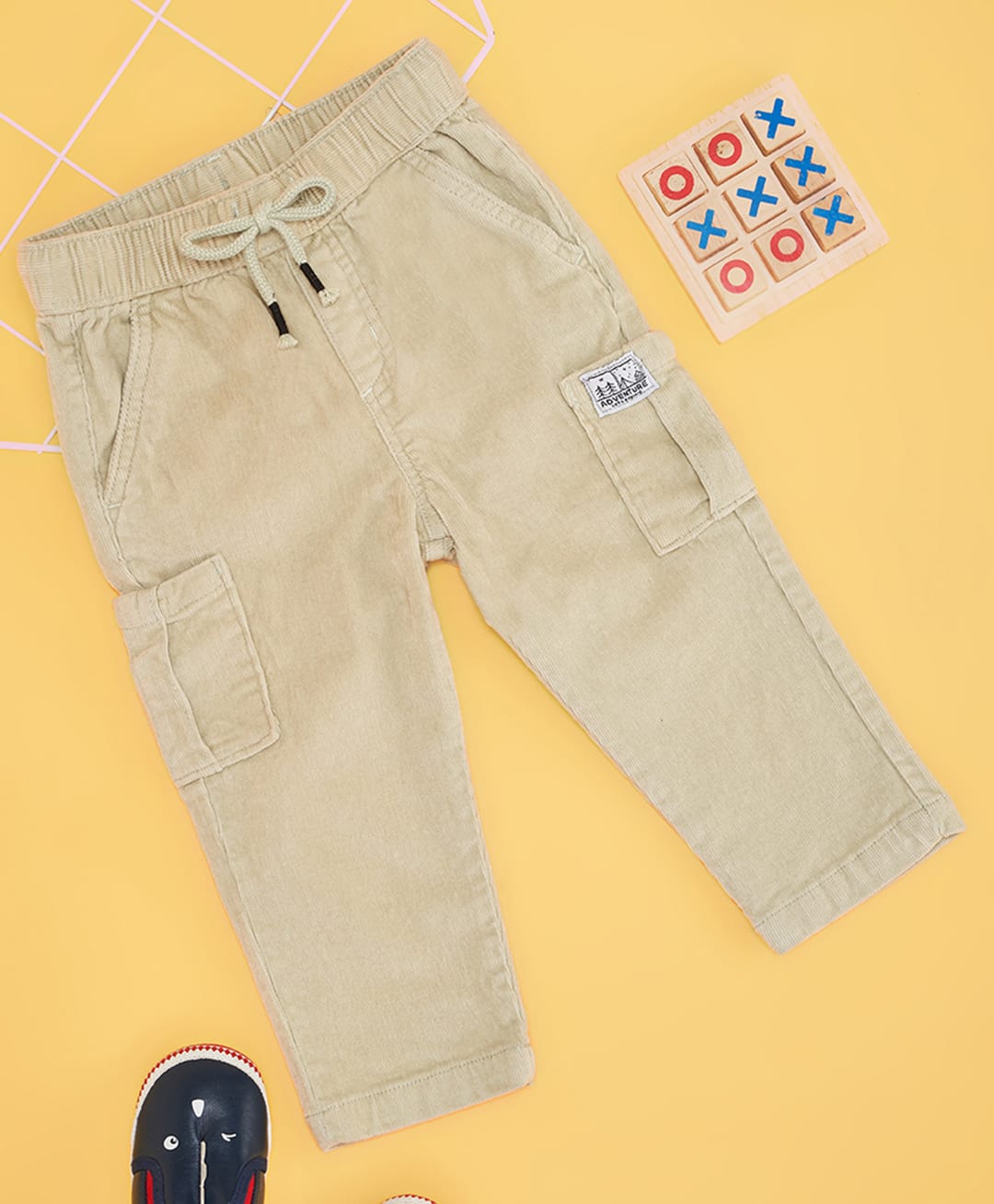 Pantaloons Baby Cotton Woven Adventure Text Patch Detailed Trouser - Beige-picture-23