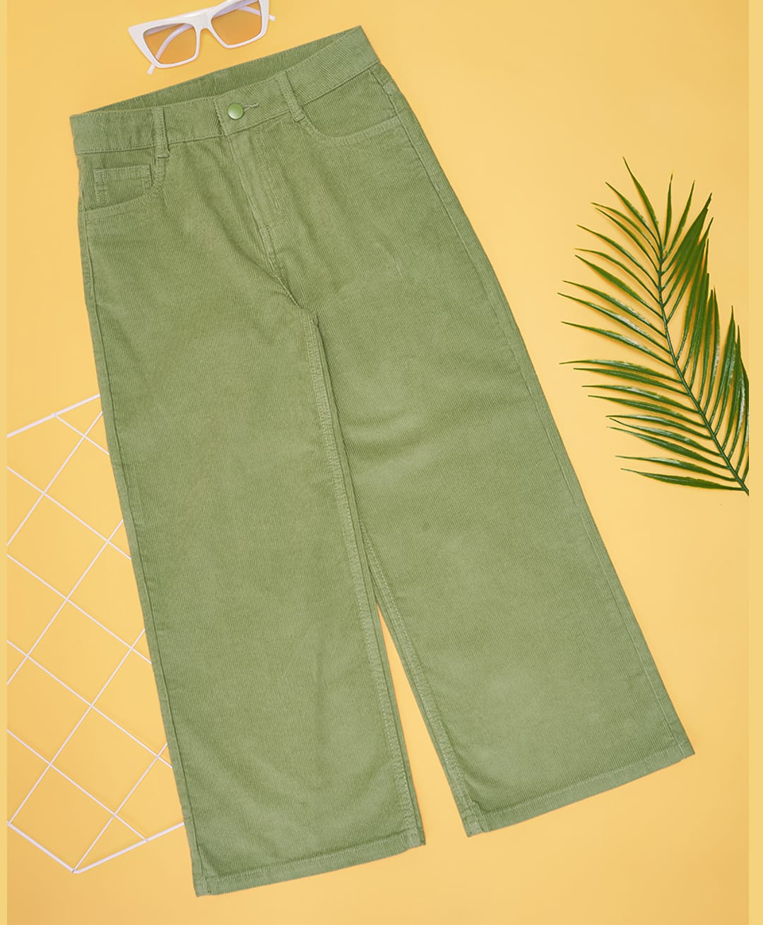 Pantaloons Junior Cotton Woven Corduroy Trouser - Olive Green-picture-10