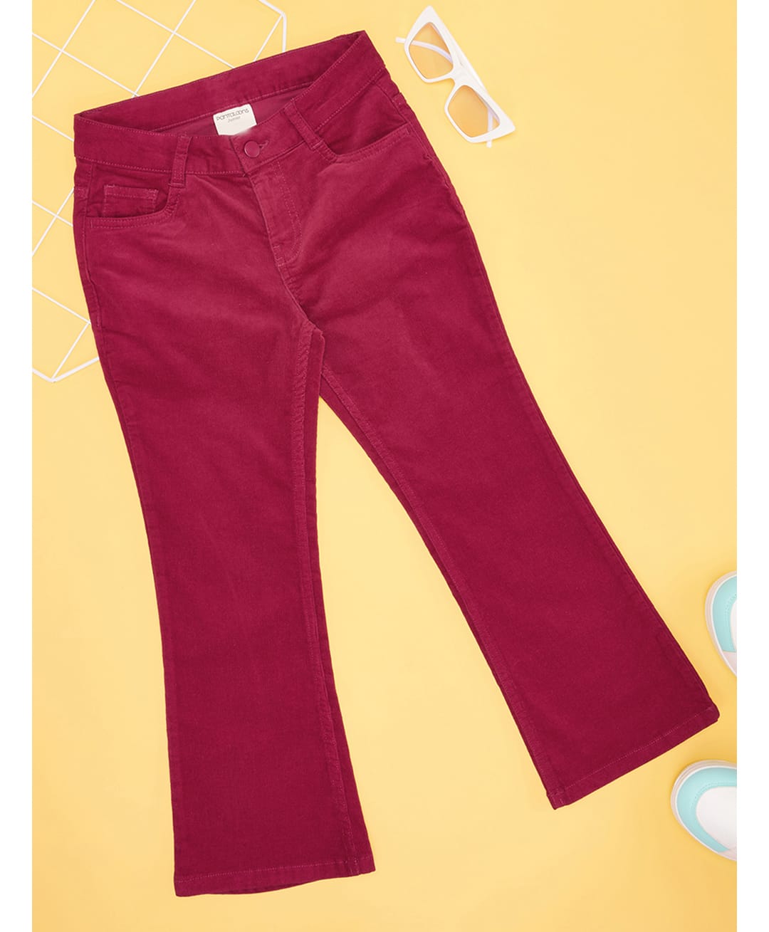 Pantaloons Junior Cotton Woven Solid Trouser - Dark Pink-picture-28
