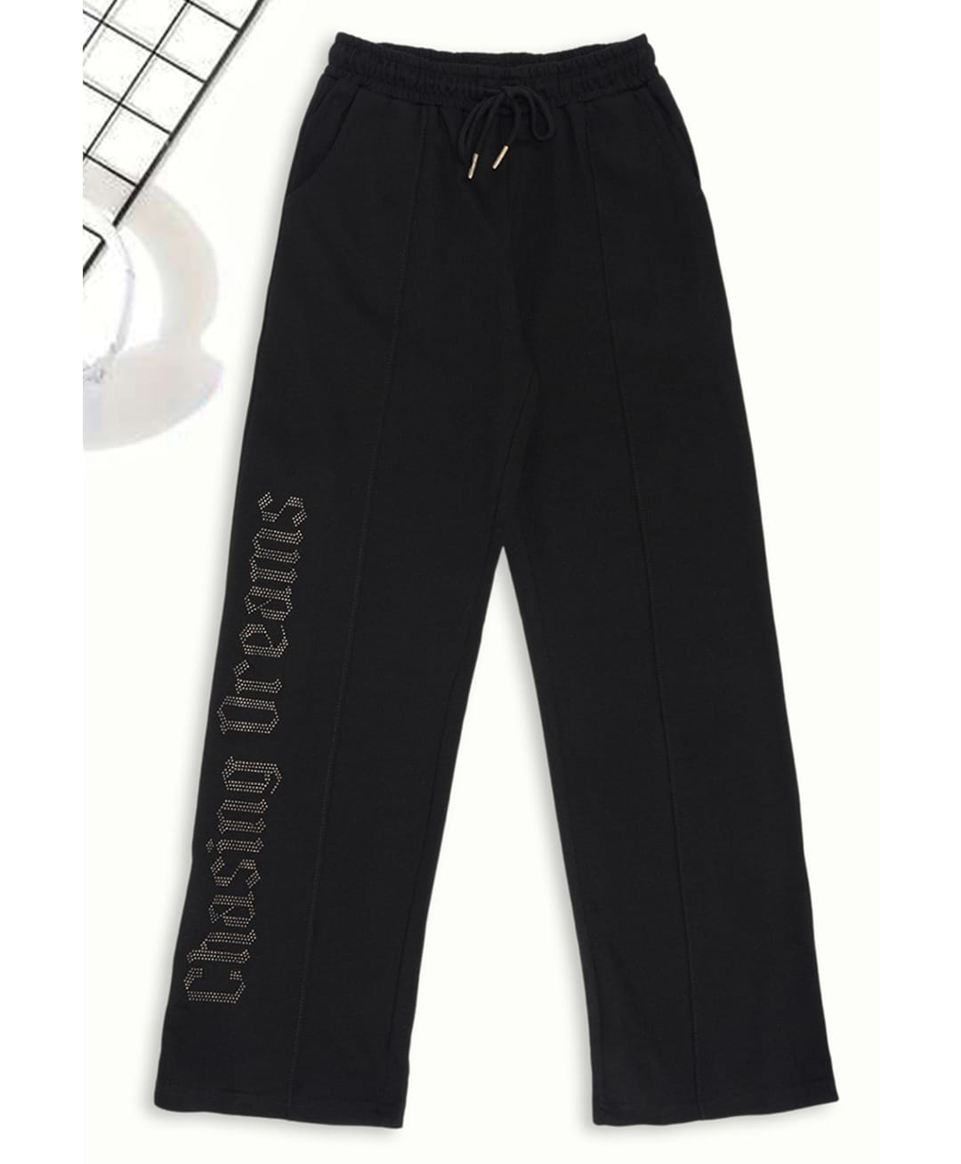 Pantaloons Junior Cotton Knit Stones Embellished Trouser - Black-picture-26
