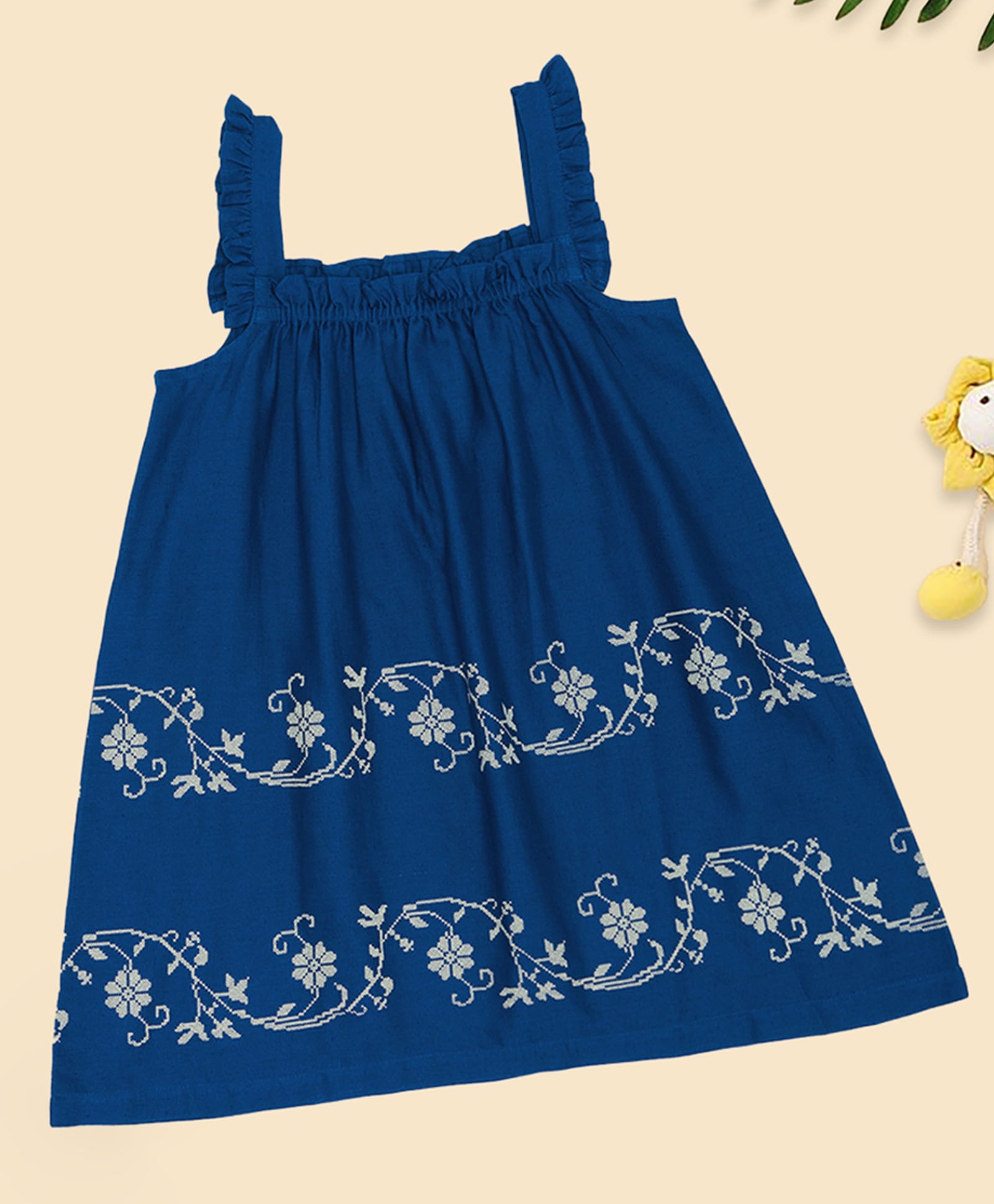 Akkriti by Pantaloons Cotton Flax Woven Sleeveless Floral Printed Dress - Navy Blue-image-11