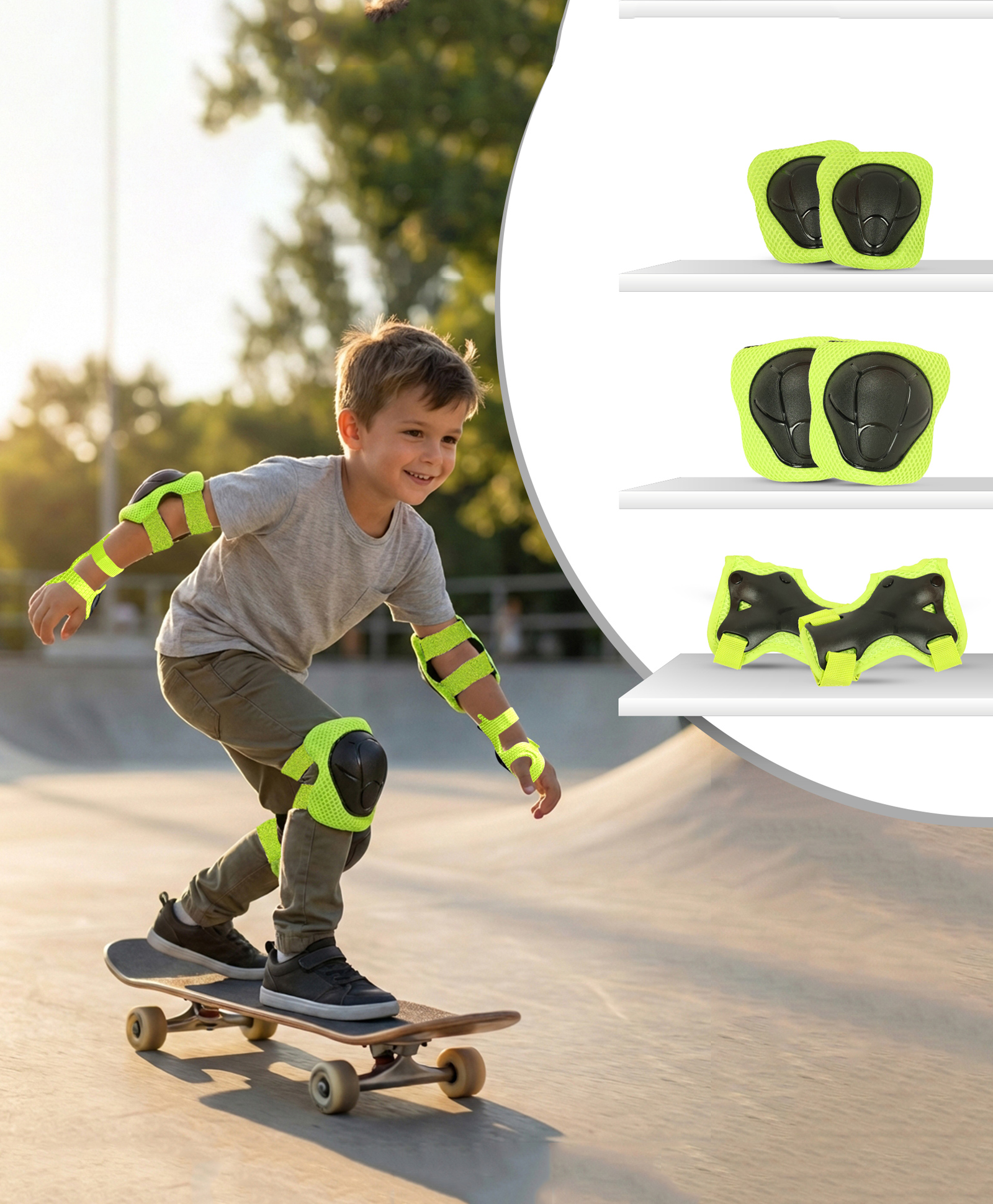 R for Rabbit Safe Play Adjustable Elbow and Knee Guard Set with Impact-Resistant Padding - Green-picture-16