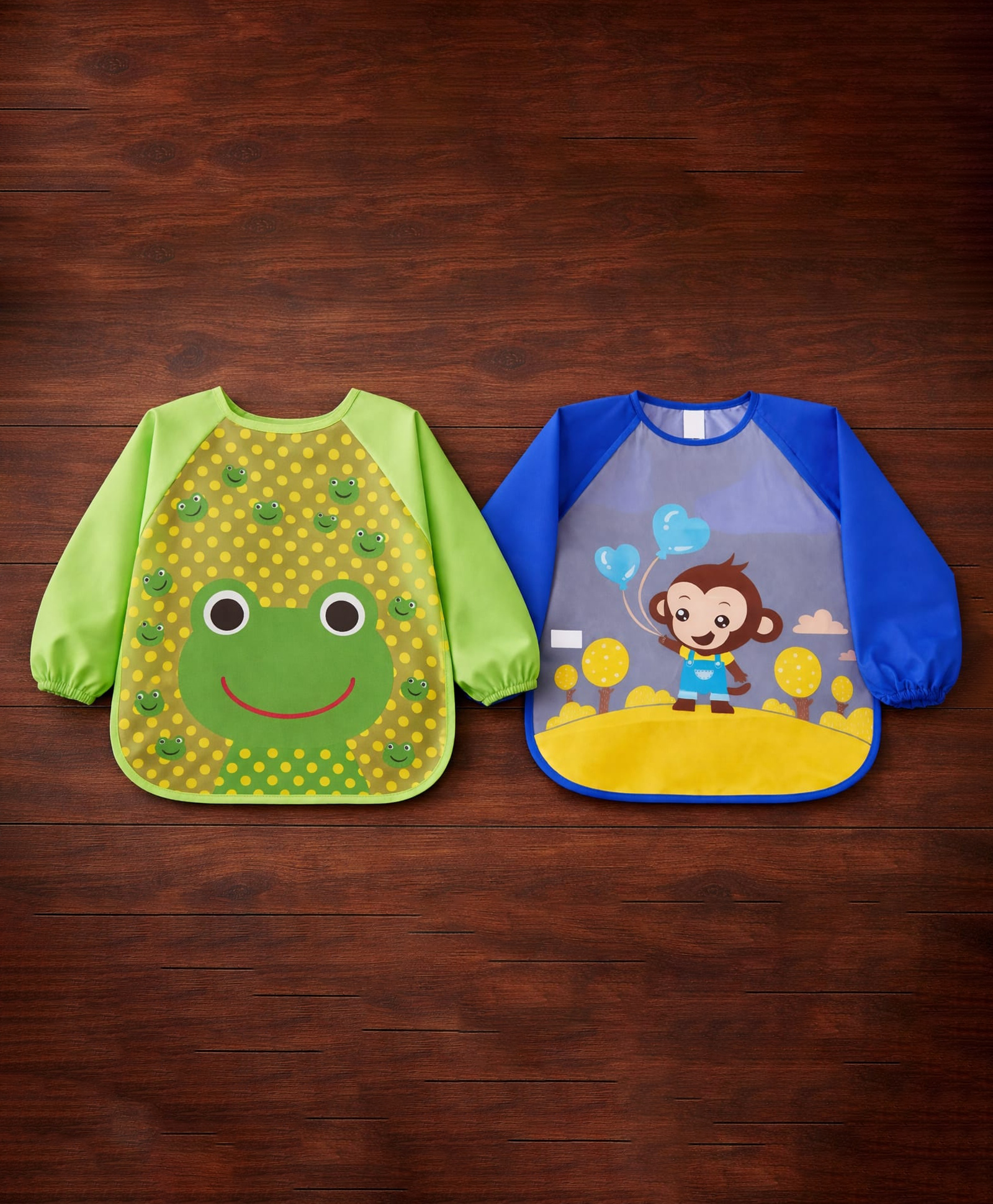 Joy Buzz Baby Waterproof Long Sleeve Bib Pack of 2 | Full Sleeve Feeding Apron for Kids | Reusable, Easy Clean, Mess Protection (Design May Vary)-image-15
