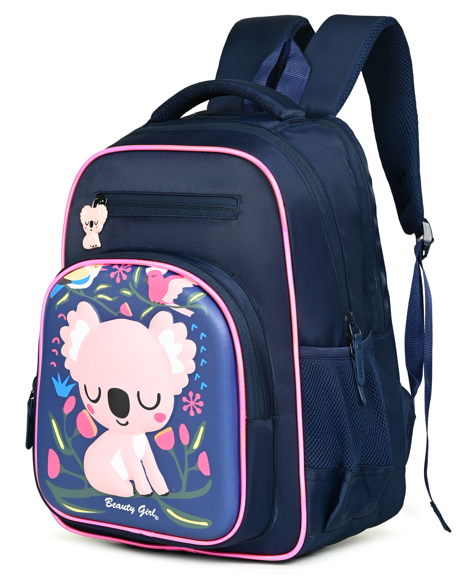 Beauty Girls Height 15 Inches School Bag 20 Litres & Water Resistant With Hotshot Quala Print - Navy Blue-image-48