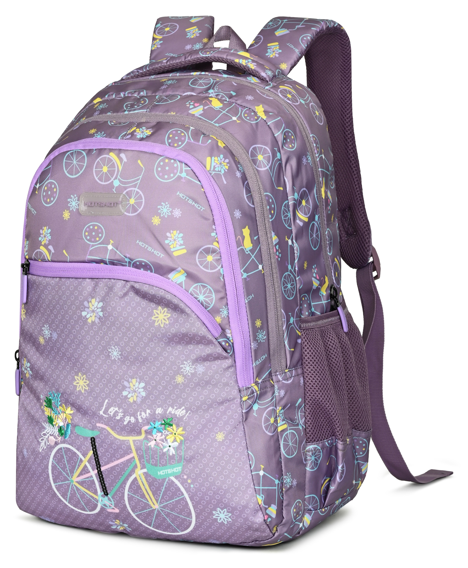Hotshot Height 18 Inches School Bag 30 L Water Resistant Backpack with Cycle Print - Lavender-image-29