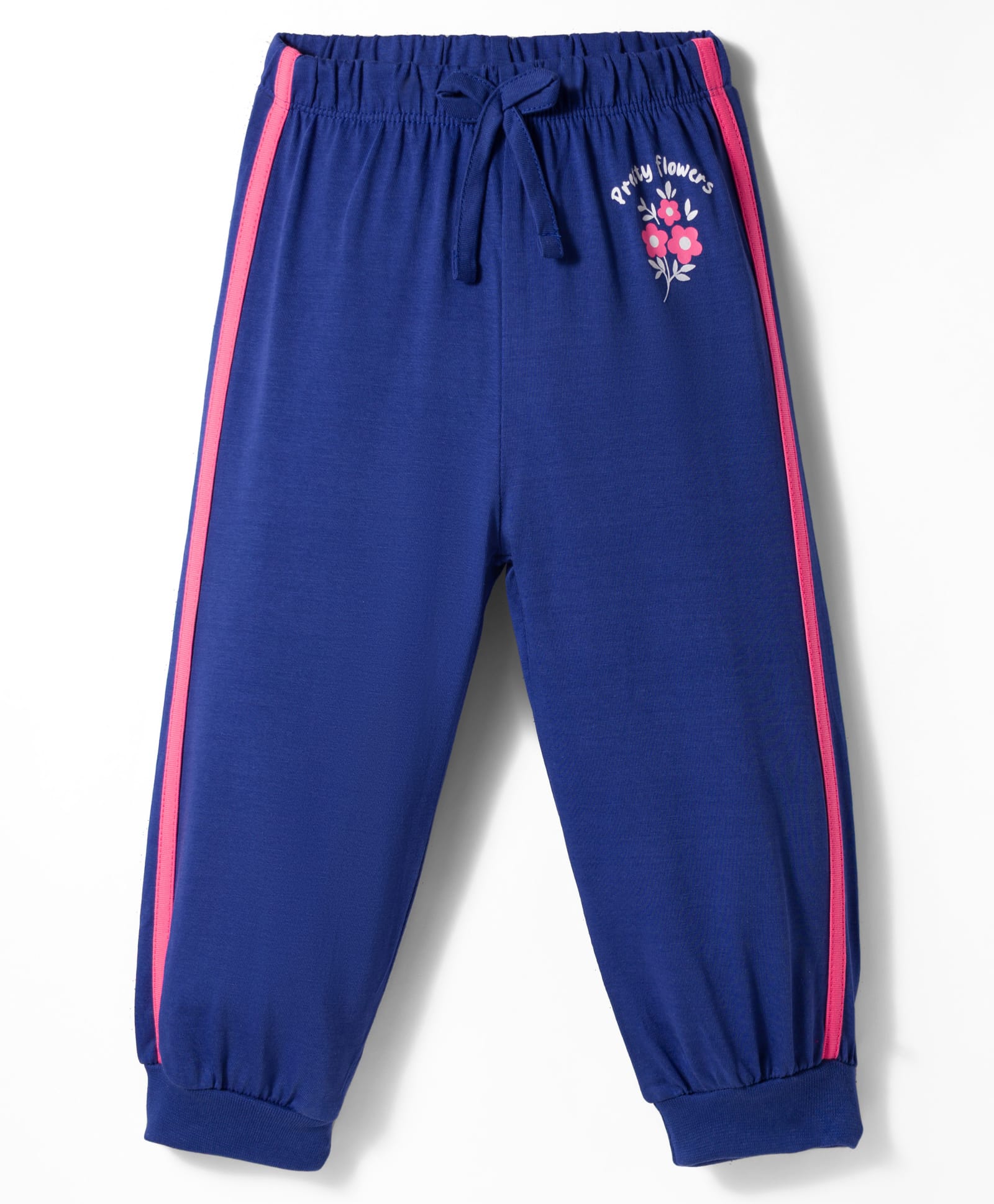 Doodle Poodle Cotton Knit Full Length Lounge Pant with Floral Print & Tape Detailing - Navy Blue-picture-12