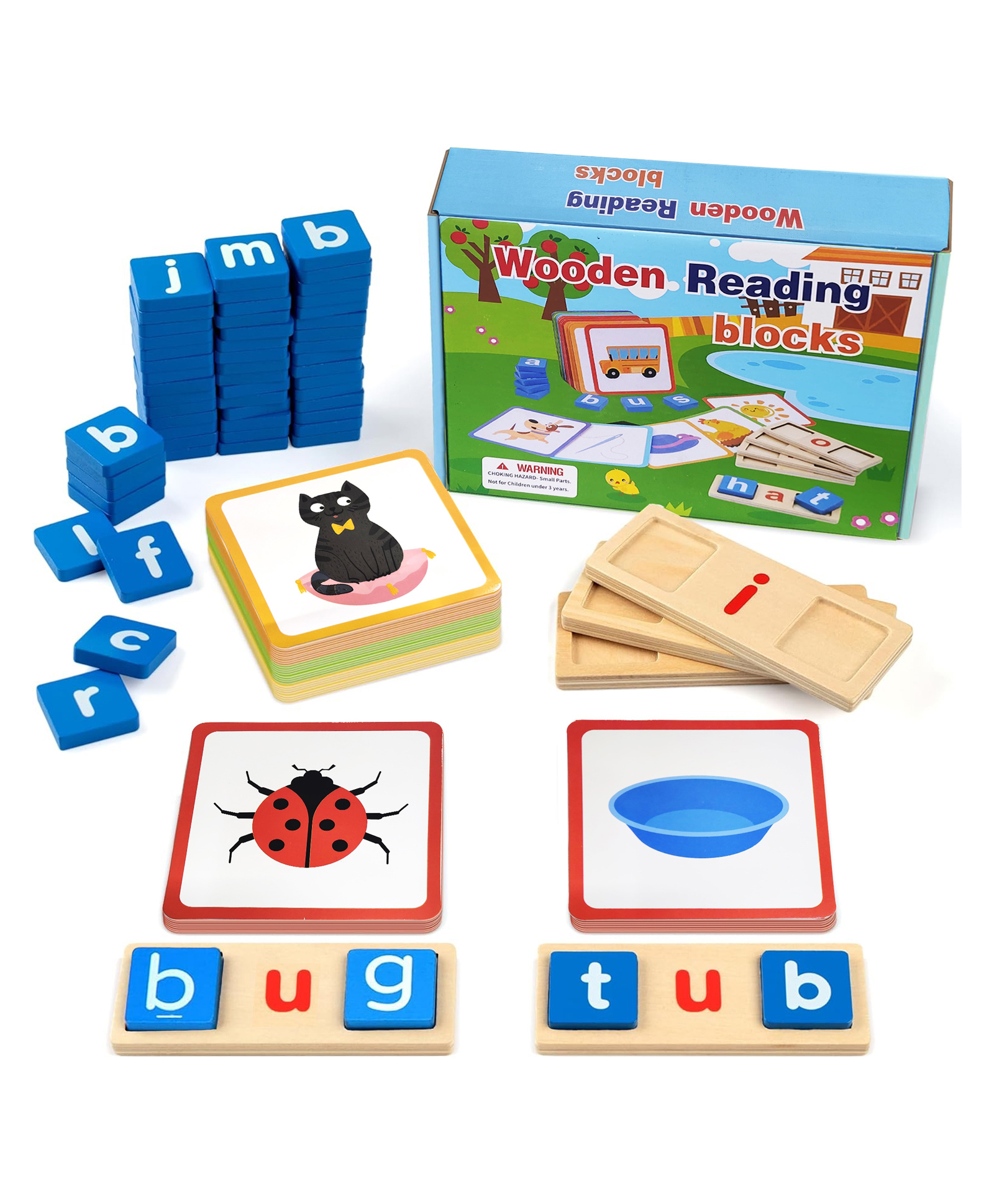 Kidology Wooden Short Vowel Spelling Game | CVC Word Learning & Alphabet Sorting Toy for Kids 3+ Years-image-38