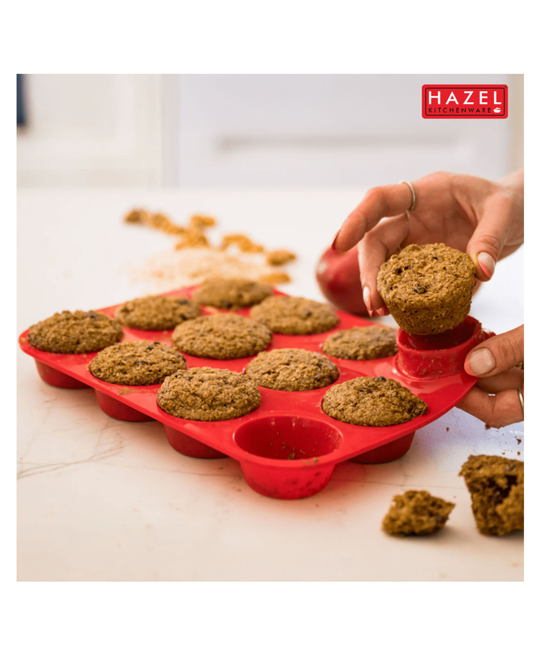 HAZEL 12-Cavity Non-Stick Silicone Muffin Pan Perfect for Muffins, Cupcakes & More!-picture-36