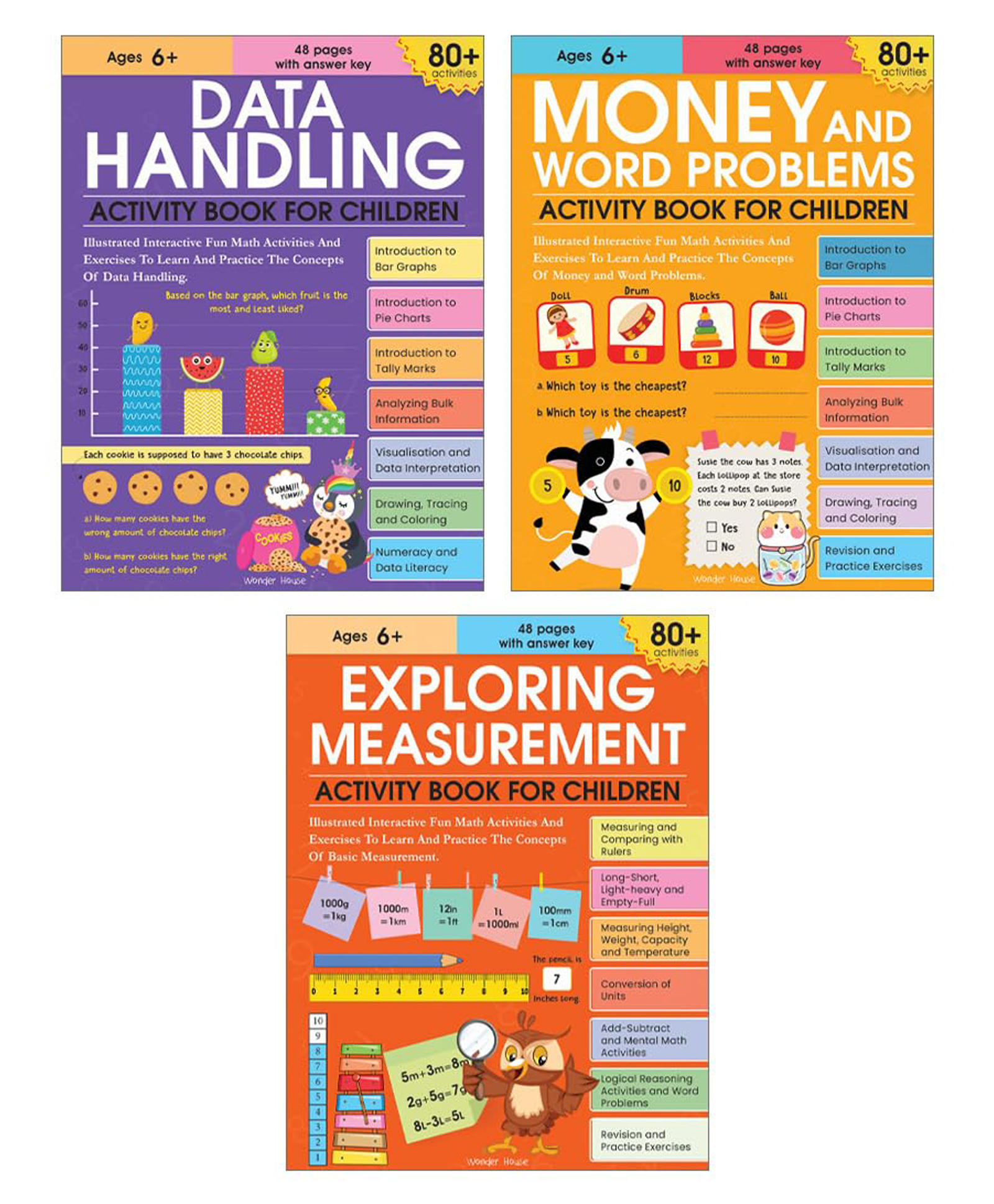 Math Activity Books Bundle 3 Measurement / Data Handling / Money and Word Problem (Pack of 3 Books), Knowledge Book, Pack of 3-English-image-45