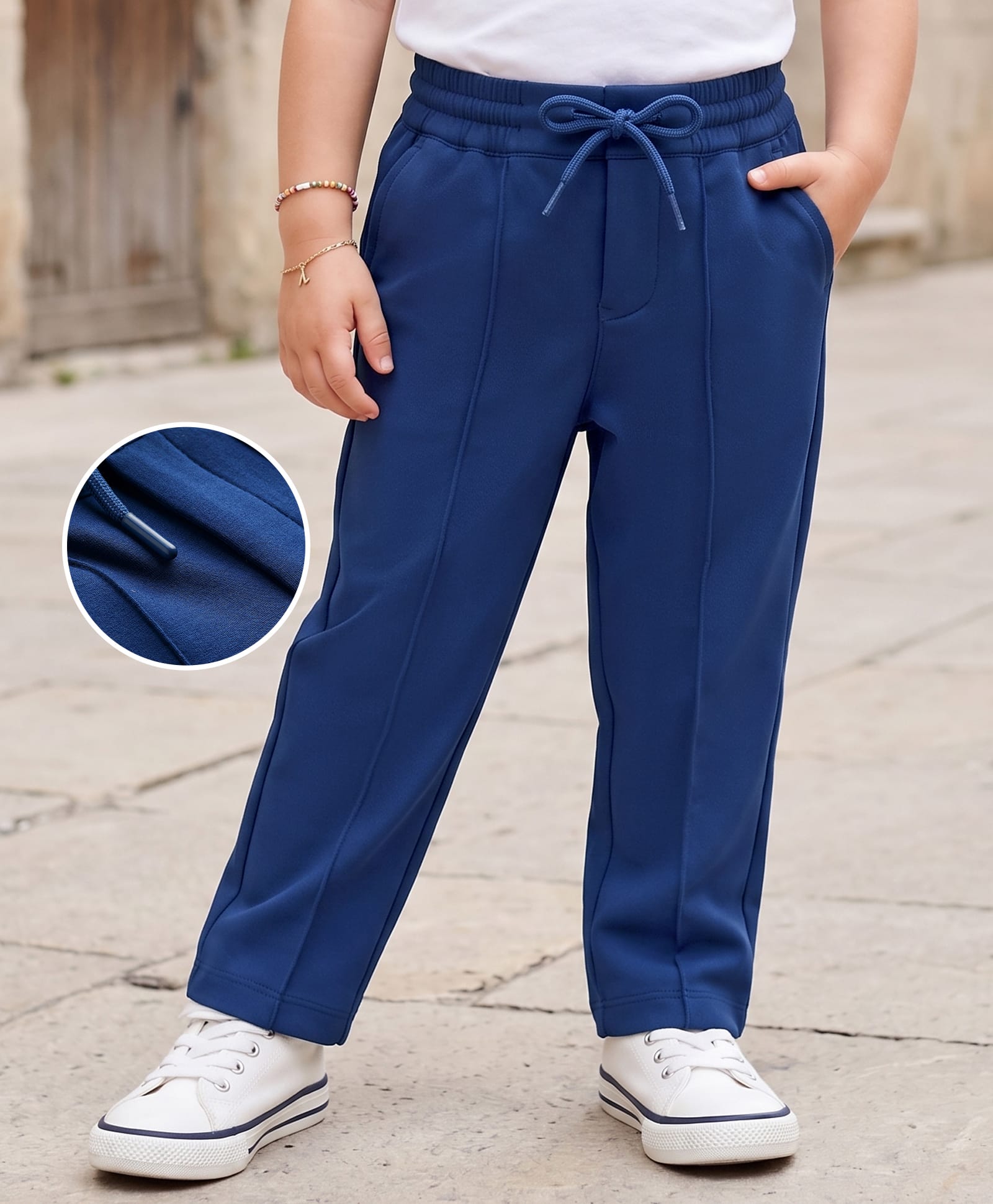 Kookie Kids Cotton Woven Full Length Solid Lounge Pant - Navy Blue-image-32