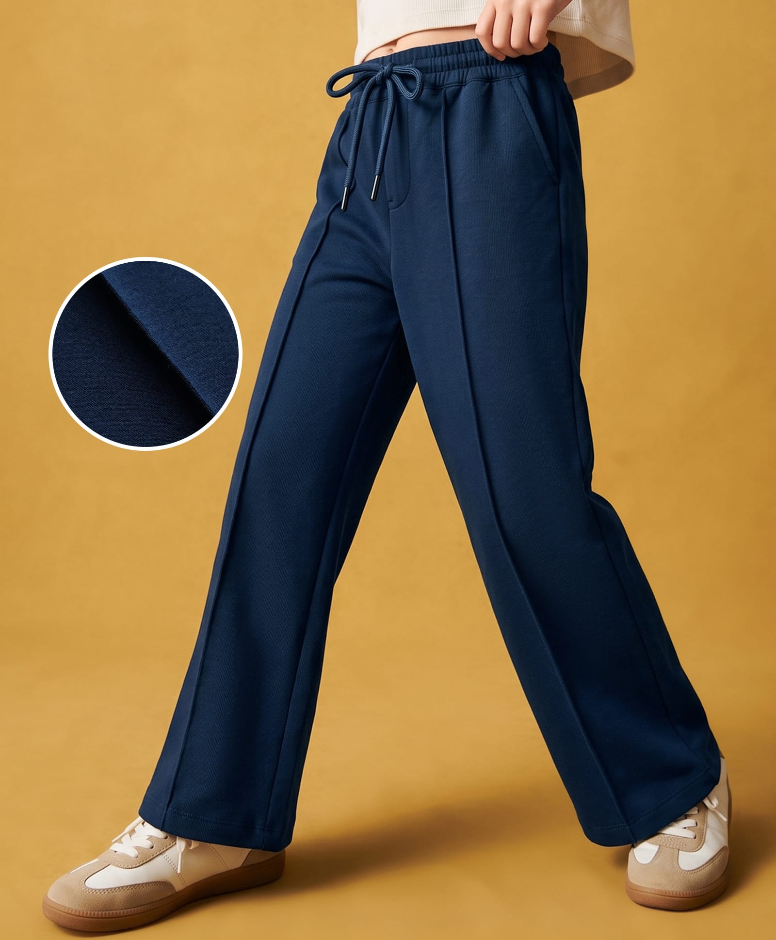 Kookie Kids Cotton Woven Full Length Solid Lounge Pant - Navy Blue-image-34
