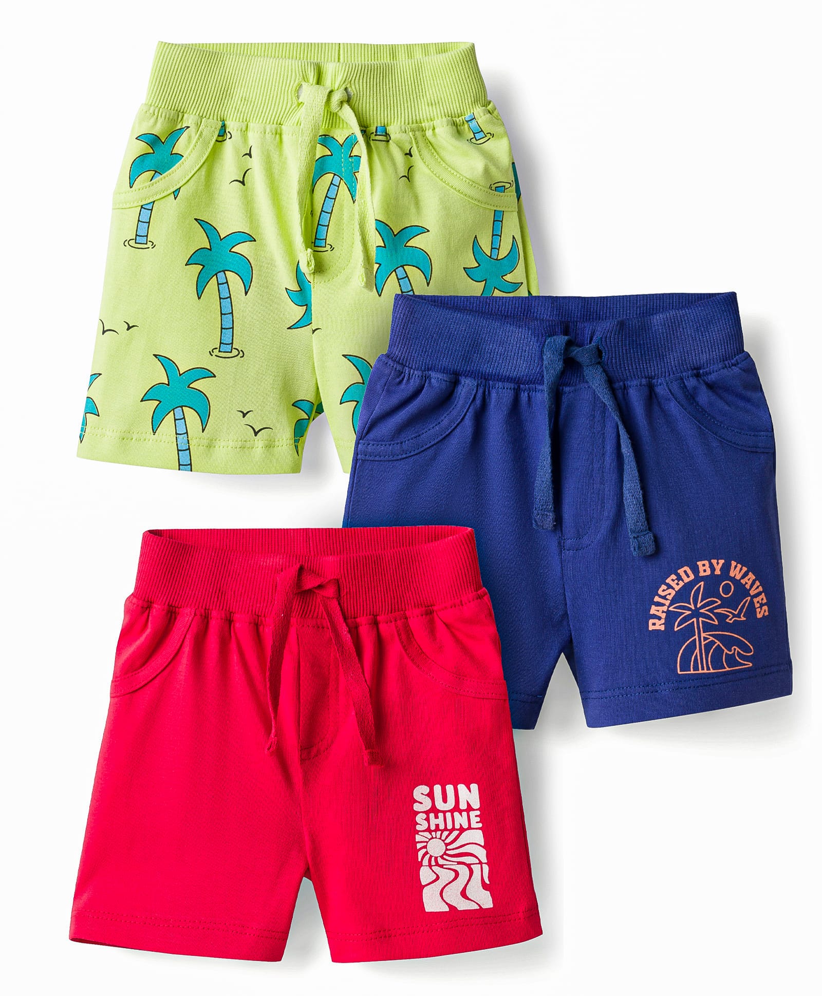 Doodle Poodle 100% Cotton Knit Knee Length Printed Shorts Pack of 3 - Multicolor-picture-20