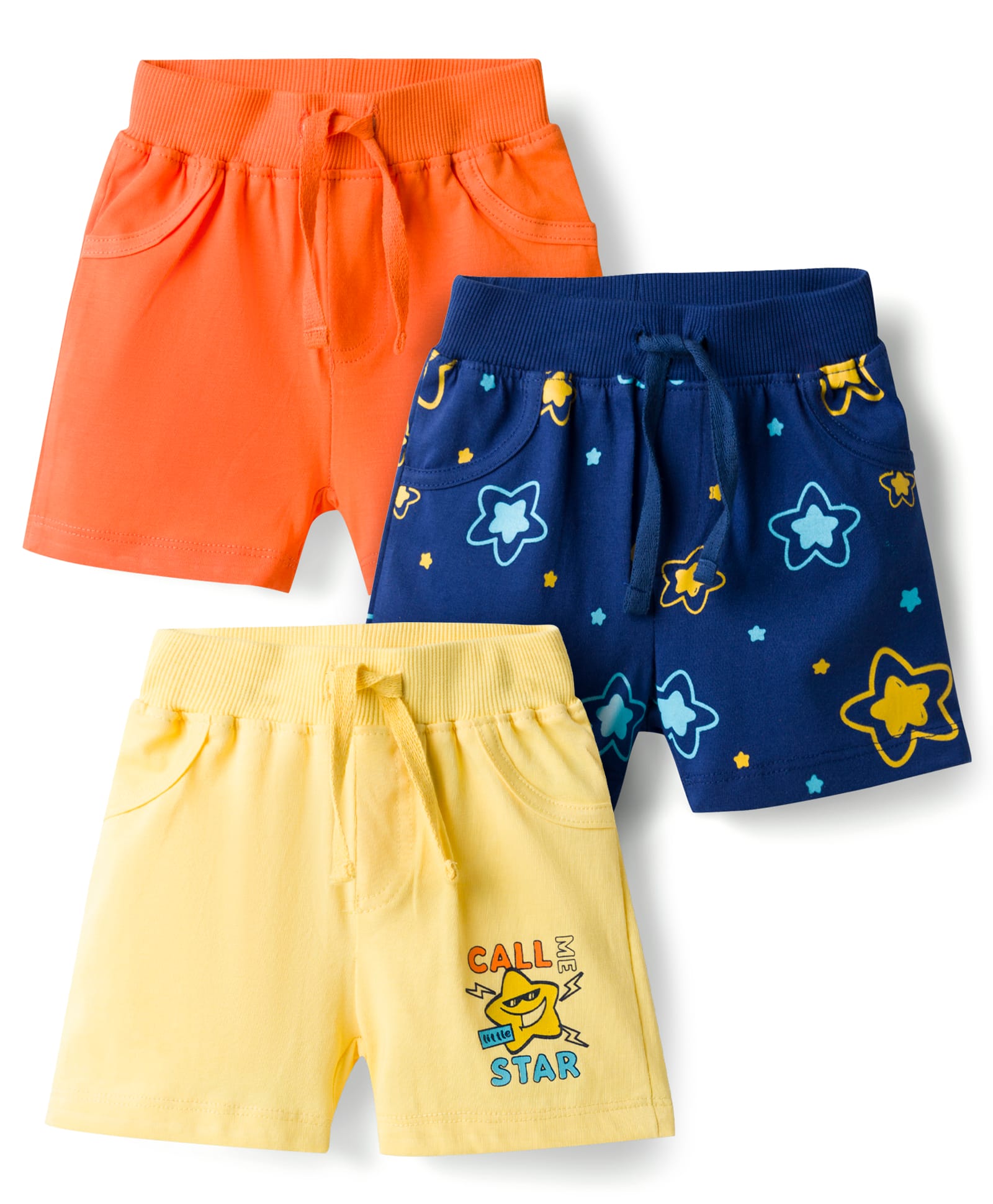 Doodle Poodle 100% Cotton Knit Knee Length Printed Shorts Pack of 3 - Multicolor-picture-18