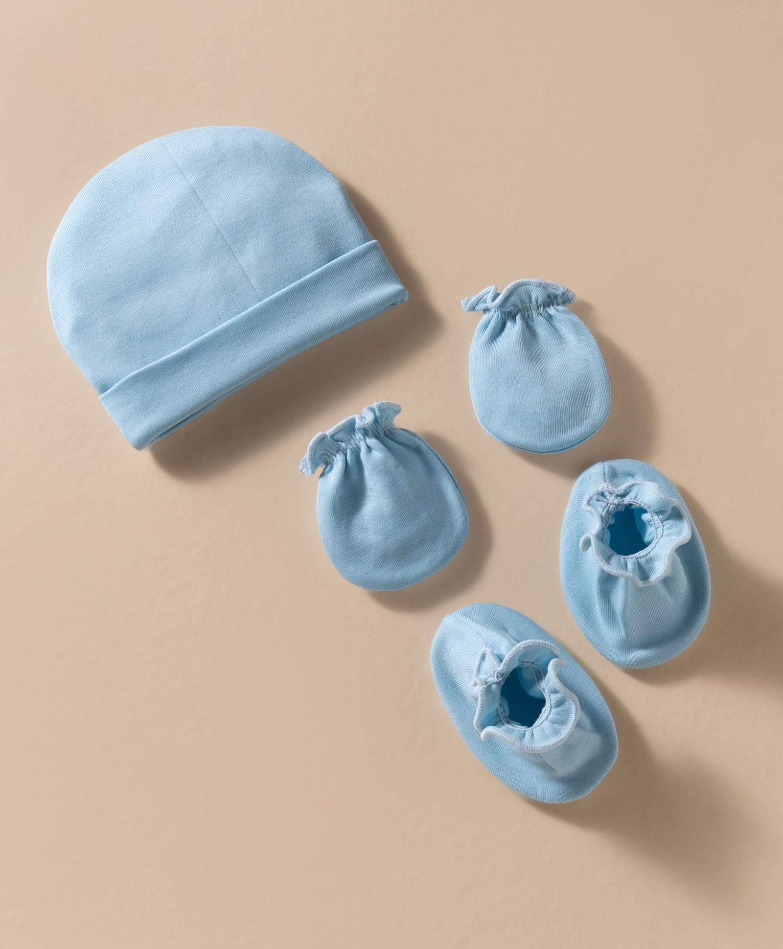 Bubble Pop Interlock Knit Solid Cap Mitten & Booties Blue - Diameter 17 cm-image-18